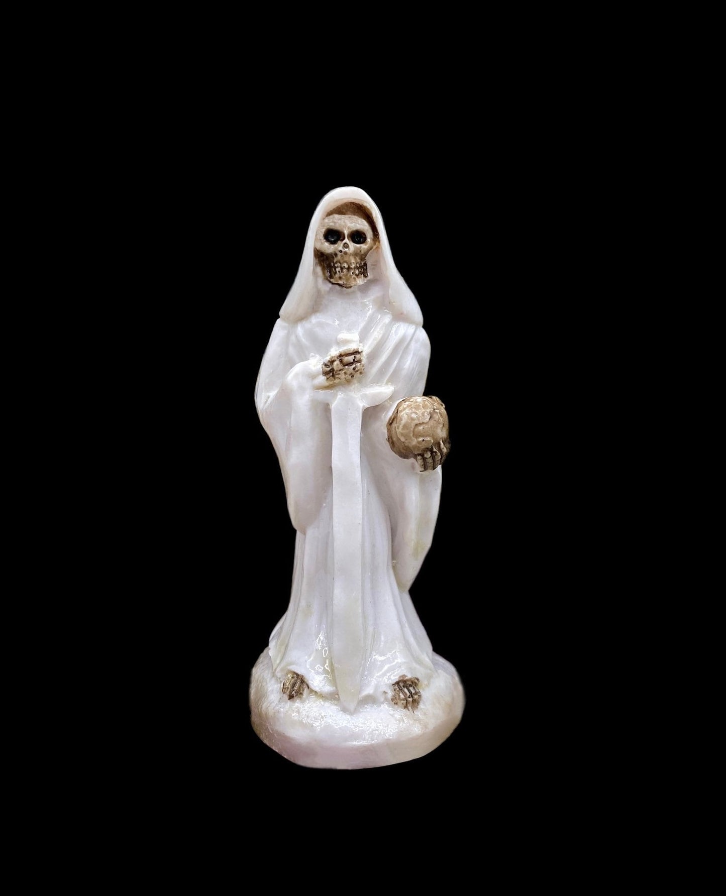 Santa Muerte Blanca Justicia / Justice Statue + Baptized + Blessed + Fixed + Made in Mexico