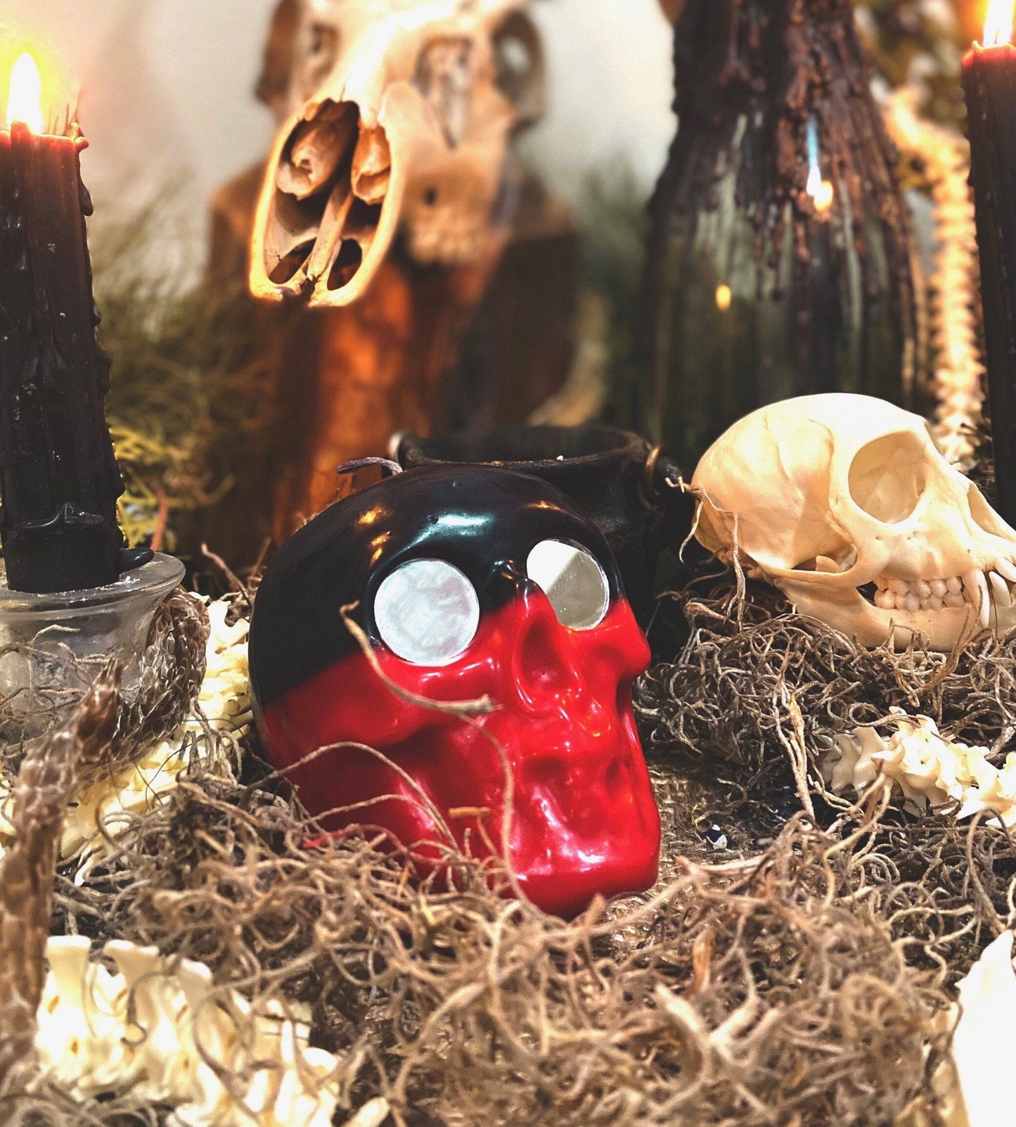 Reversing Skull Candle with Mirror Eyes + Revealing + Mirror Work + Elegua + Papa Legba New Orleans + Esu + Baron del Cemeterio + Met Kalfou