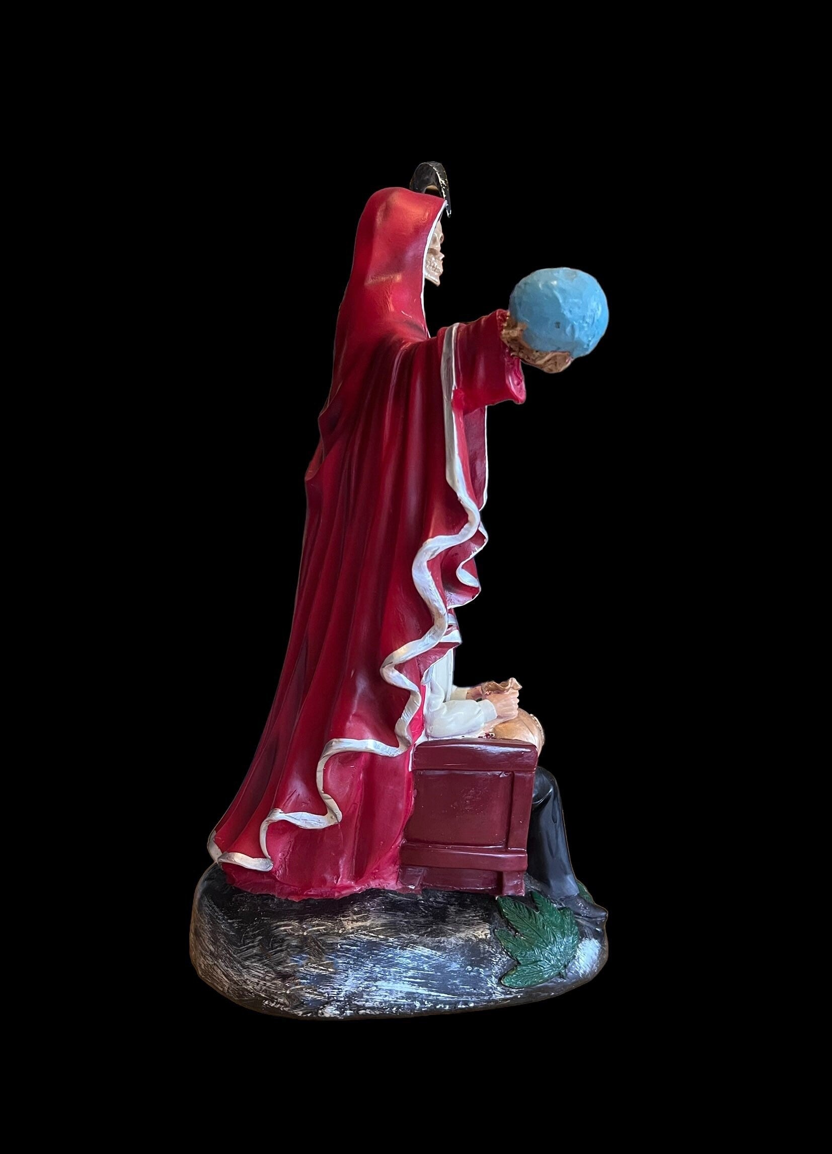 Santa Muerte & Jesus Malverde Statue + 24K Gold + Baptized + Sterling Silver