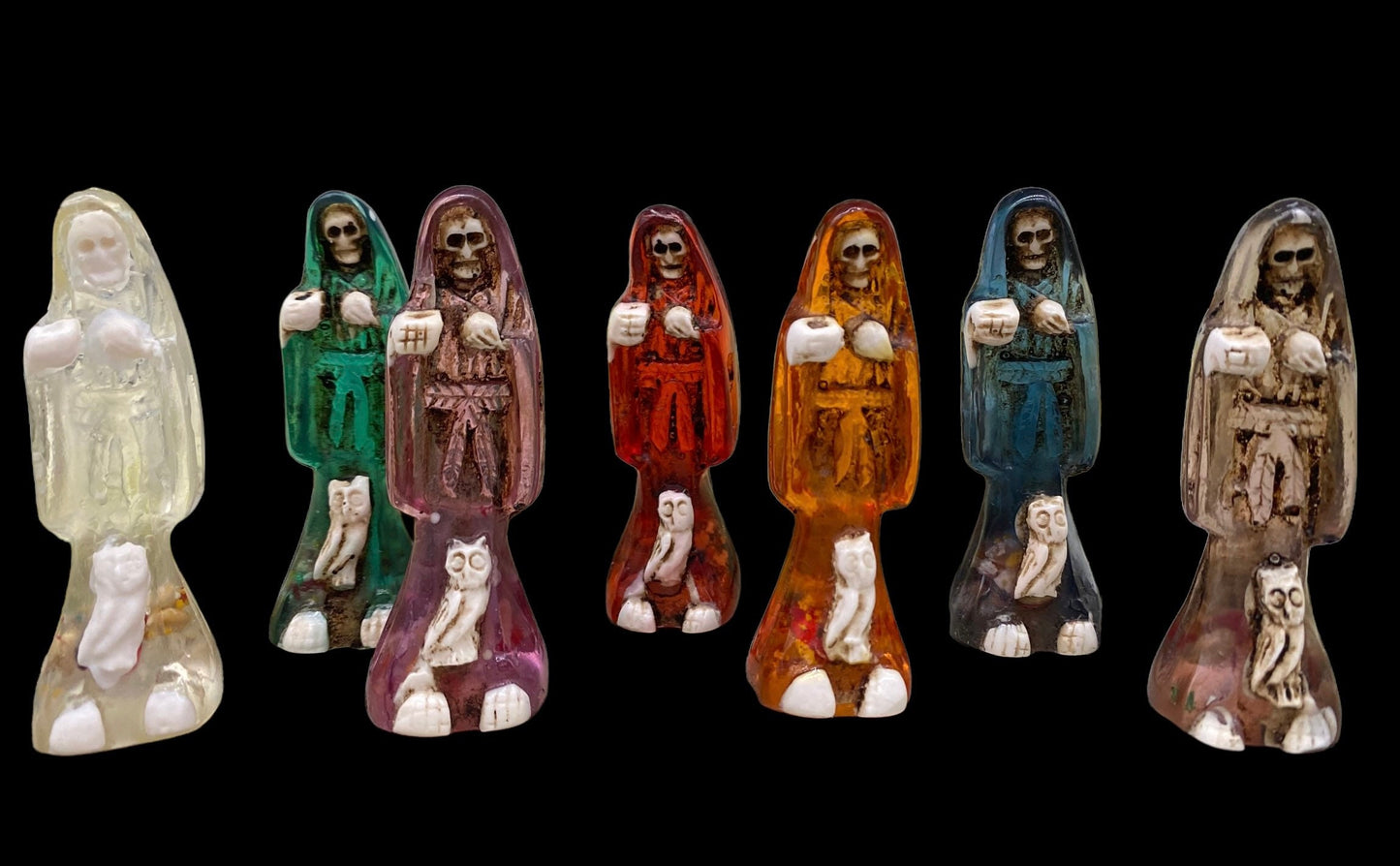 Santa Muerte Statuettes 2.5” + Blessed + Fixed + Made in Mexico