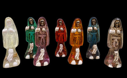 Santa Muerte Statuettes 2.5” + Blessed + Fixed + Made in Mexico