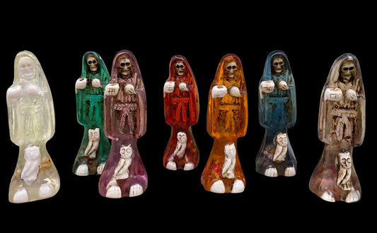 Santa Muerte Statuettes 2.5” + Blessed + Fixed + Made in Mexico