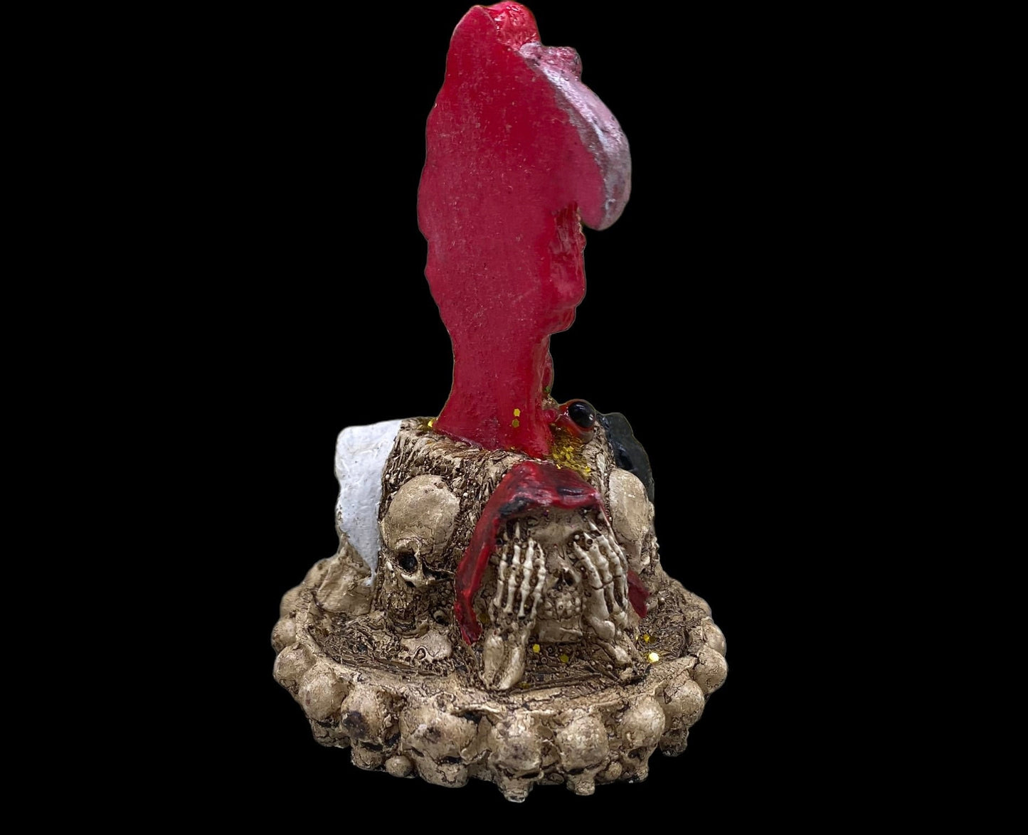 Santa Muerte Roja Statuette + Hear, Speak, See No Evil + Hide Love Spellwork + Baptized + Blessed + Fixed + Made in Mexico