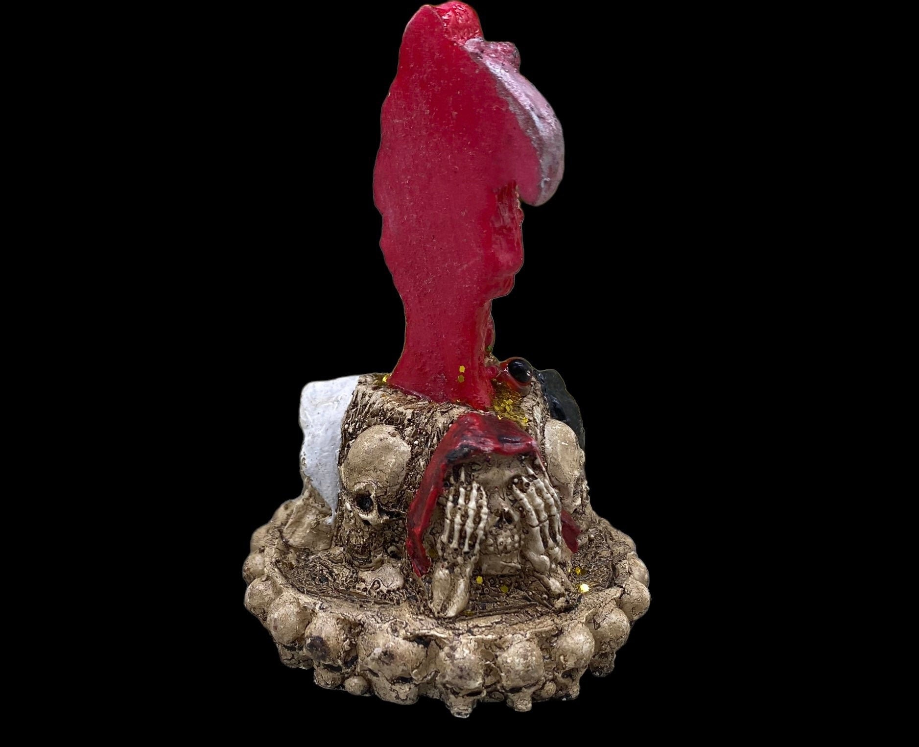 Santa Muerte Roja Statuette + Hear, Speak, See No Evil + Hide Love Spellwork + Baptized + Blessed + Fixed + Made in Mexico