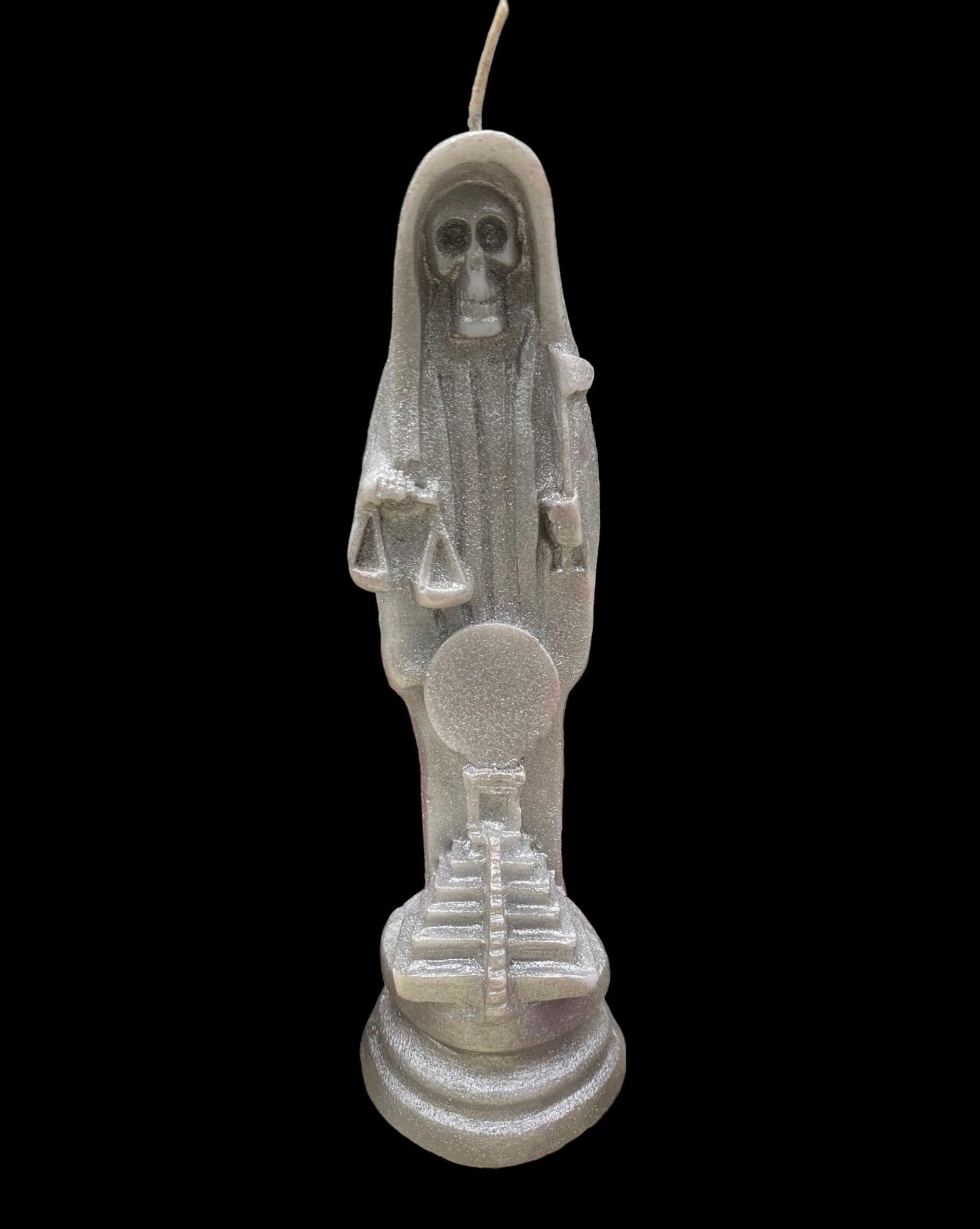 Santa Muerte Plata Figure Candle + Sterling Silver + Improve Finances + Gambling