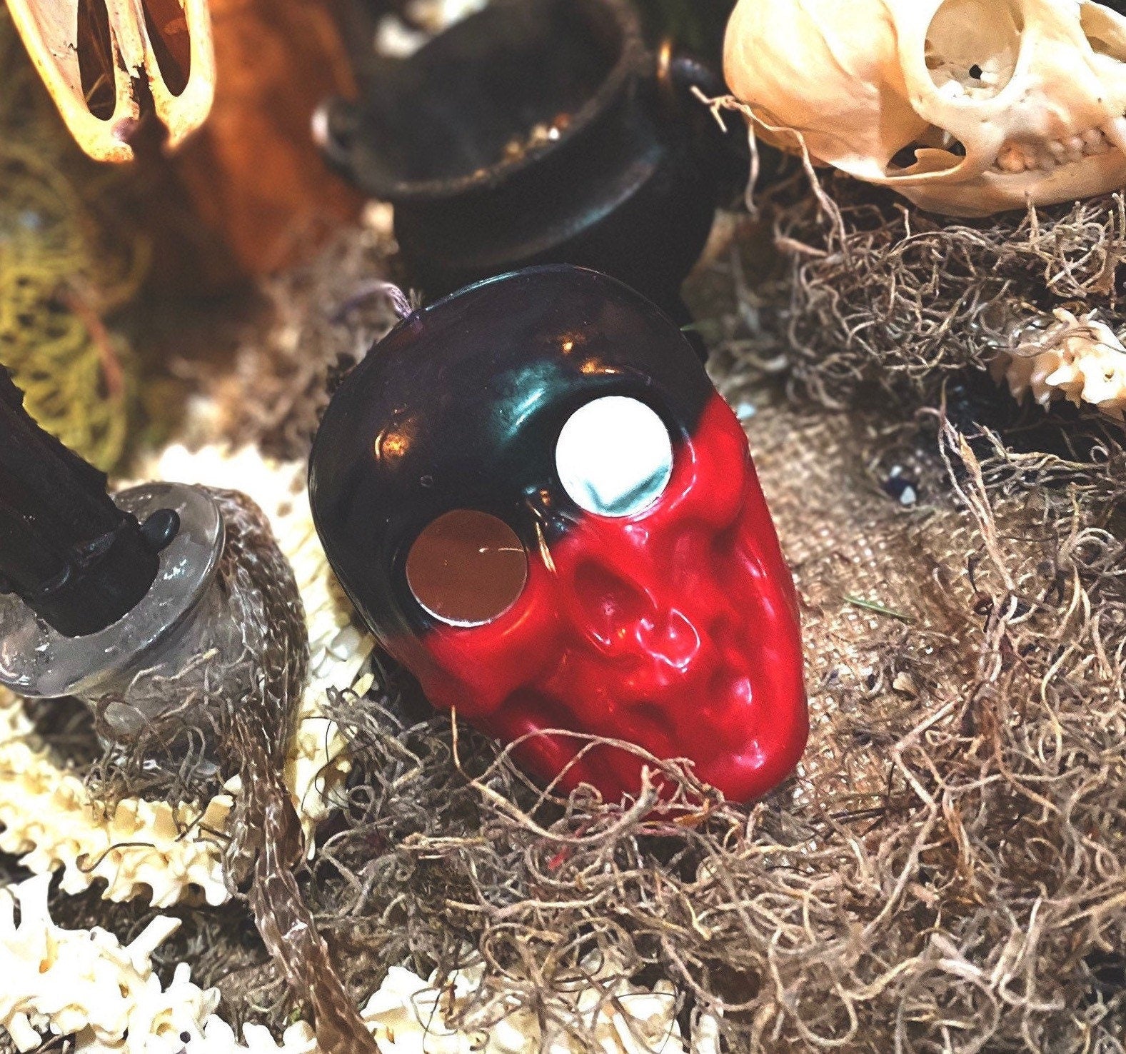Reversing Skull Candle with Mirror Eyes + Revealing + Mirror Work + Elegua + Papa Legba New Orleans + Esu + Baron del Cemeterio + Met Kalfou