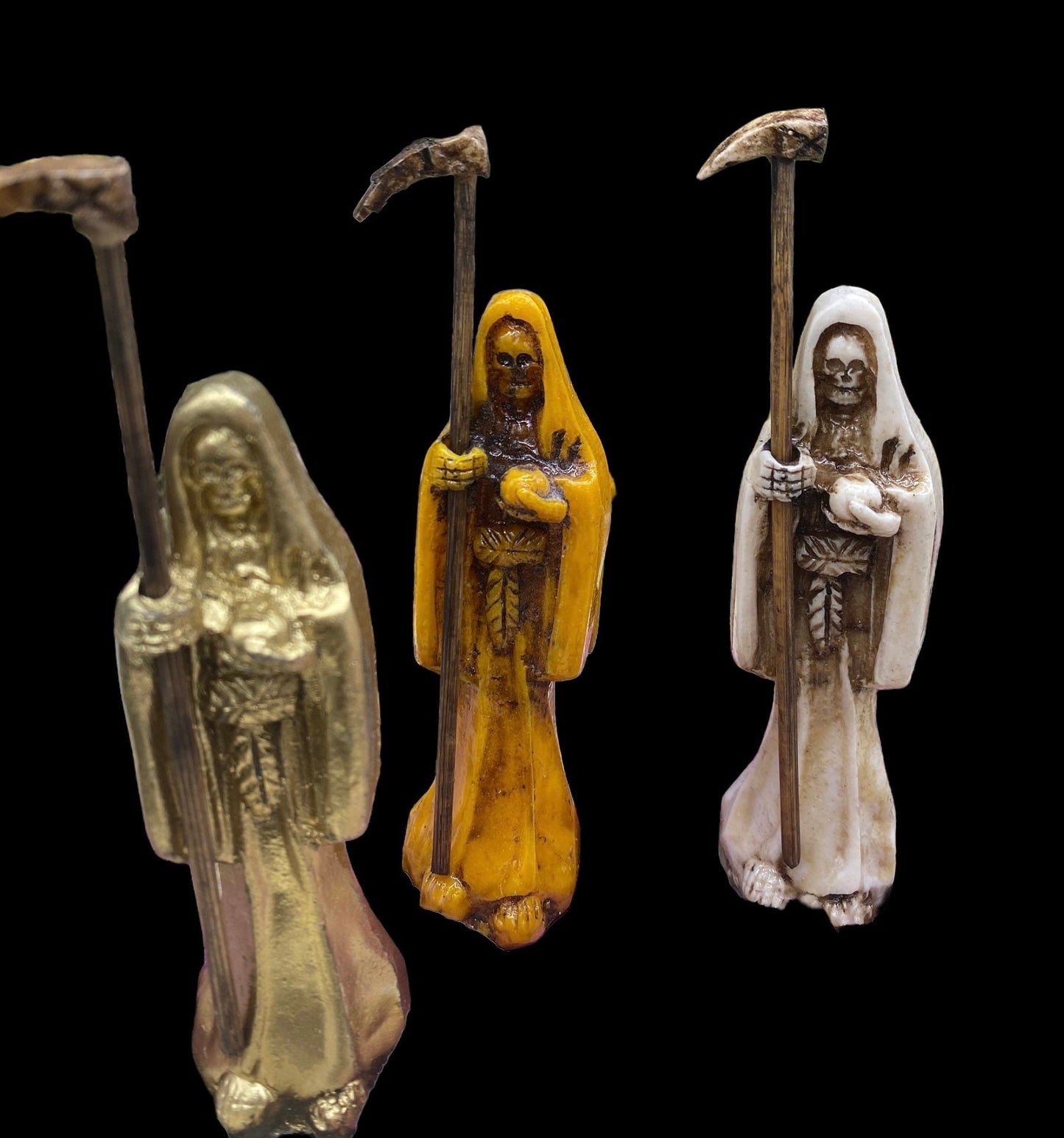 Santa Muerte Statue with Scythe + Baptized + Fixed + Made in Mexico