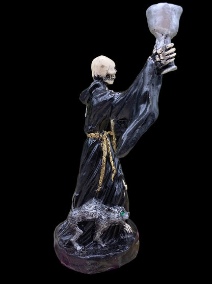 Last One! Santa Muerte Negra Chalice & Cat Statue + Sterling Silver + Baptized + Fixed + Made in Mexico + Necromancy + Gato Negro