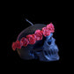 Skull Candle with Red Roses + Hand Painted