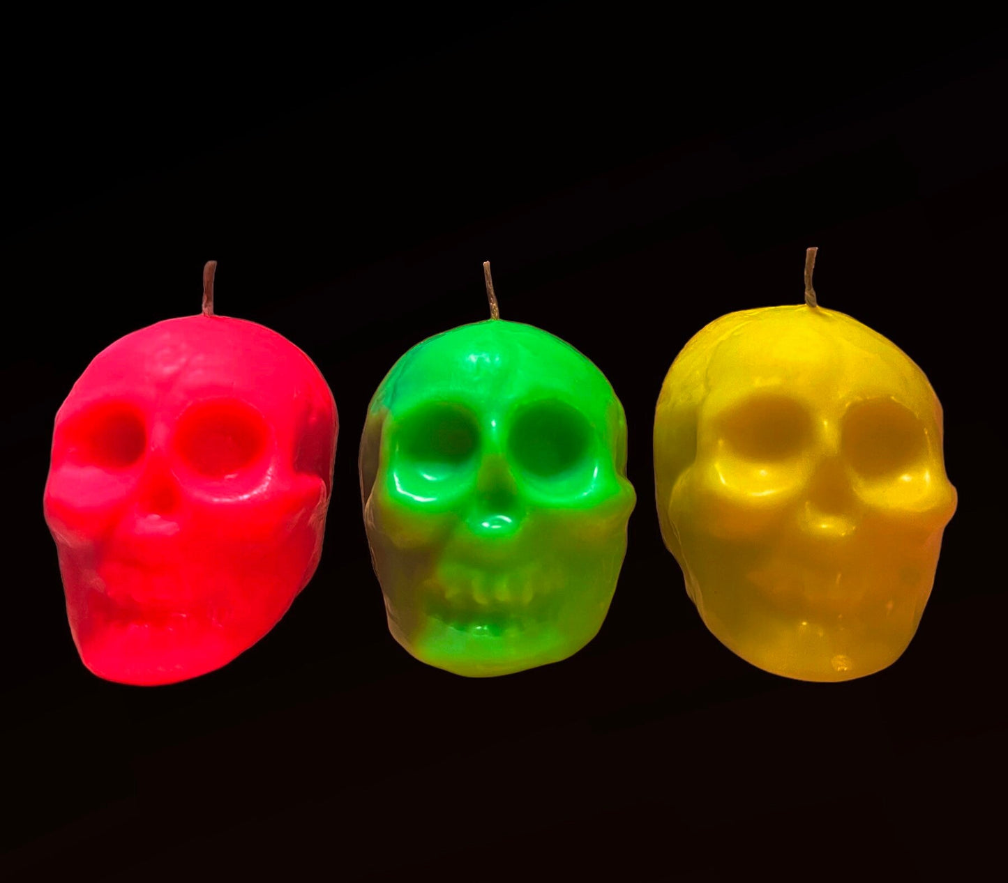 Small Neon Skull Candle + Love + Money + Luck + Hoodoo + Conjure + Witchcraft