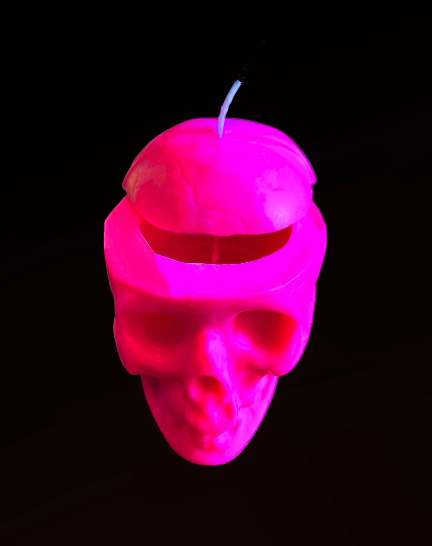 Neon Loadable Skull Candle + Influence Thoughts + Hoodoo + Voodoo + Conjure + Glows under Blacklight
