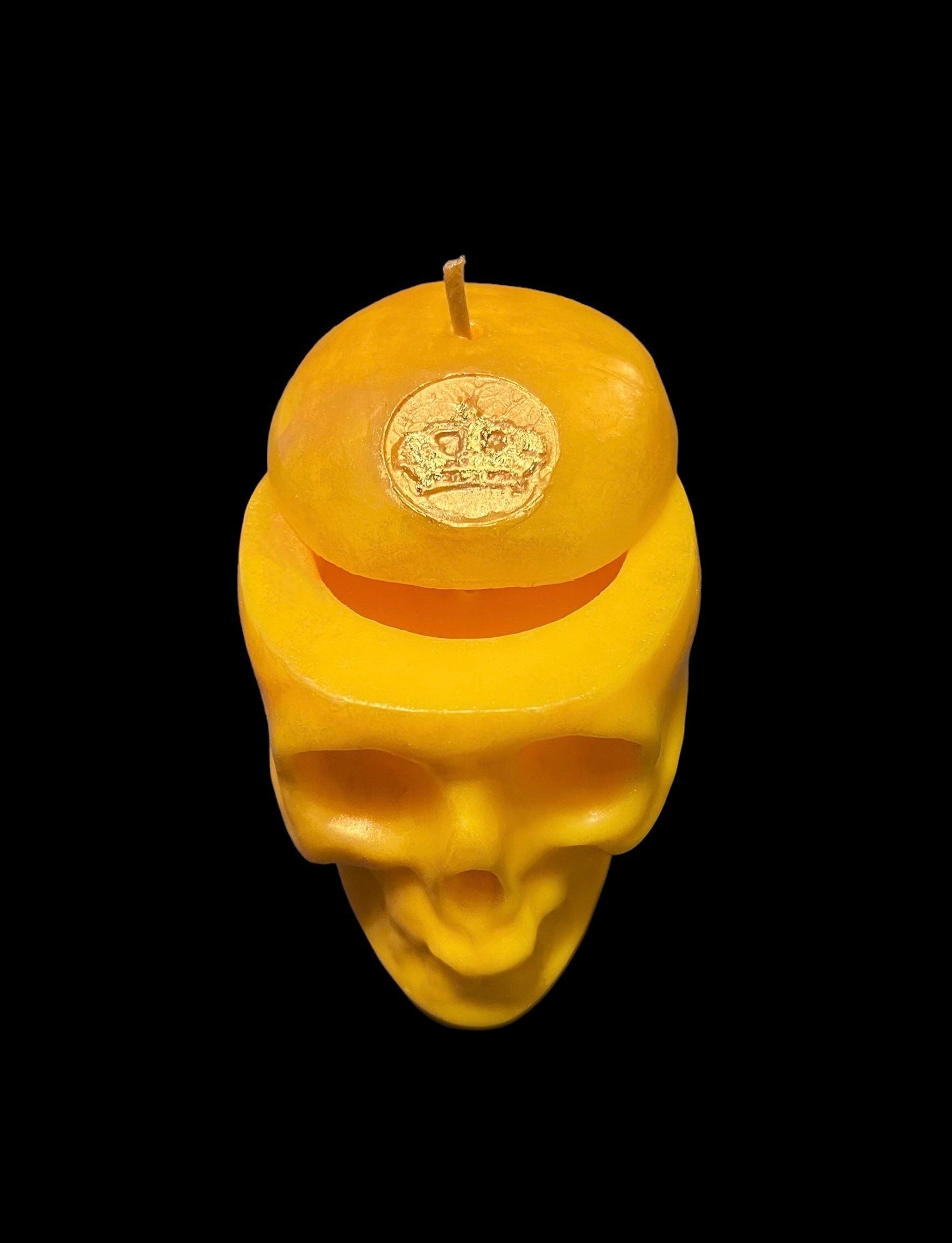 Loadable Skull Candle with Imprint + 24K Gold + Sterling Silver + Influence Thoughts + Mental Health