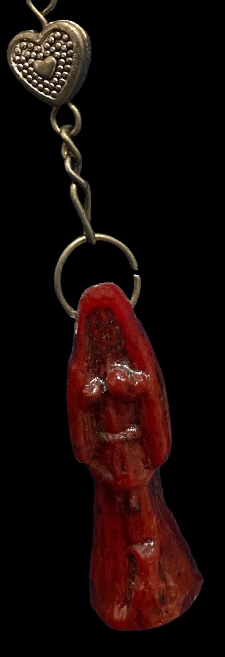 Santa Muerte Roja Rosary + Love + Money + Luck + Domination + Blessed + Gemstone + Carnelian + Sterling Silver Plated Chain + Rosario