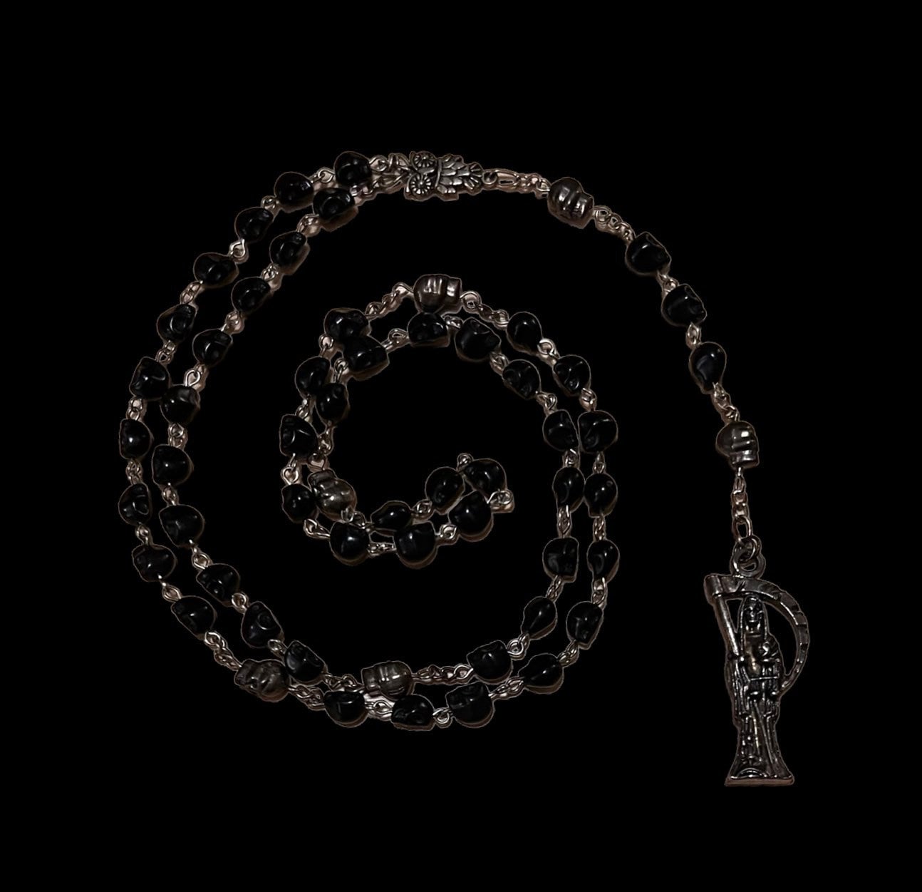 Santa Muerte Negra Rosary + Protection + Reversing + Blessed + Handcrafted + Rosario