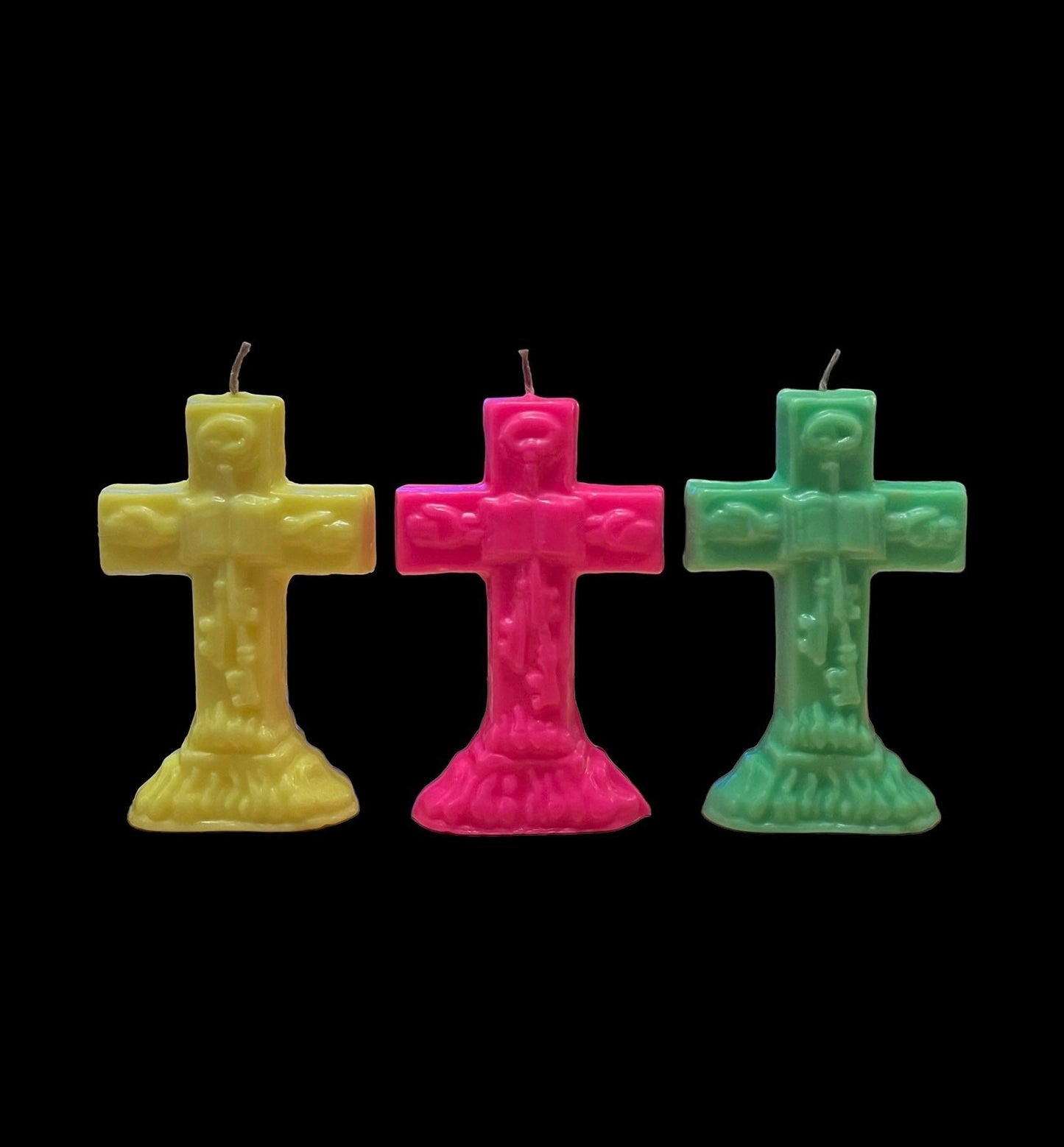 Neon Crucifix Candle + Cross + Hoodoo + Conjure