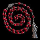 Santa Muerte Roja Rosary + Love + Passion + Domination + Money + Blessed + Sterling Silver Plated Chain + Handcrafted + Rosario