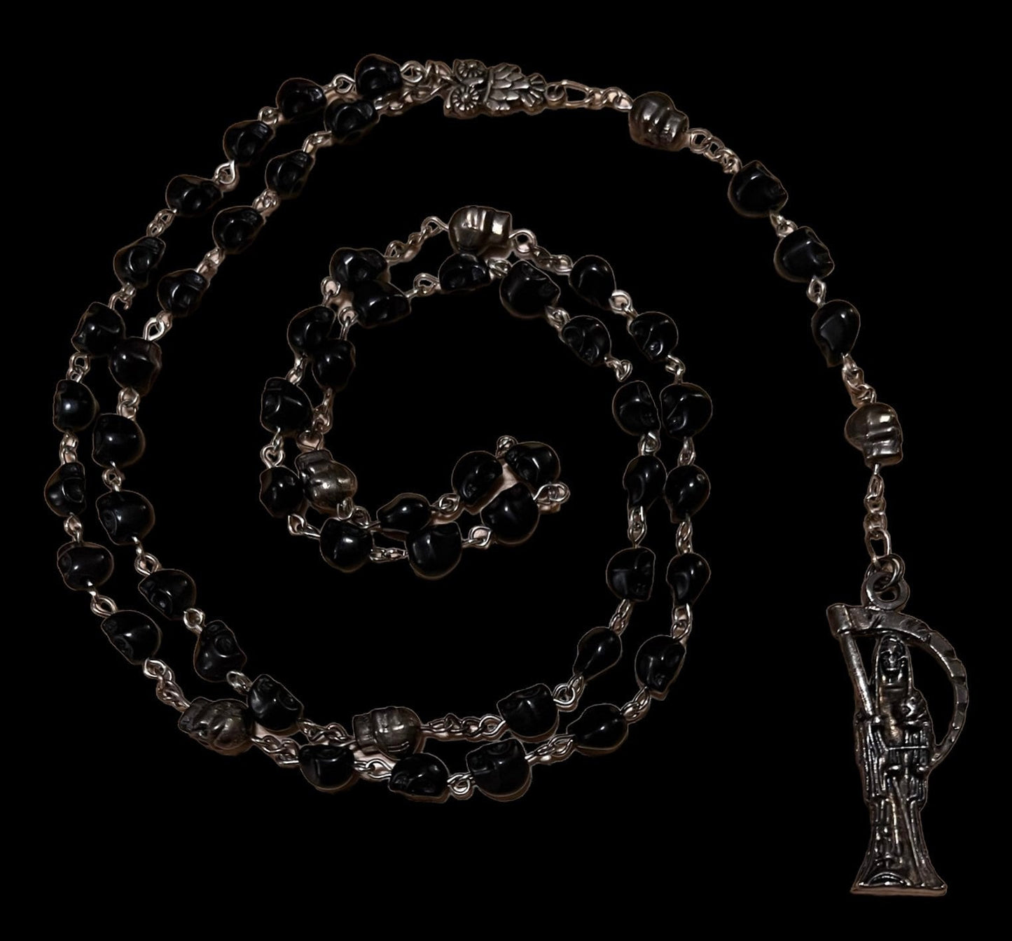 Santa Muerte Negra Rosary + Protection + Reversing + Blessed + Handcrafted + Rosario