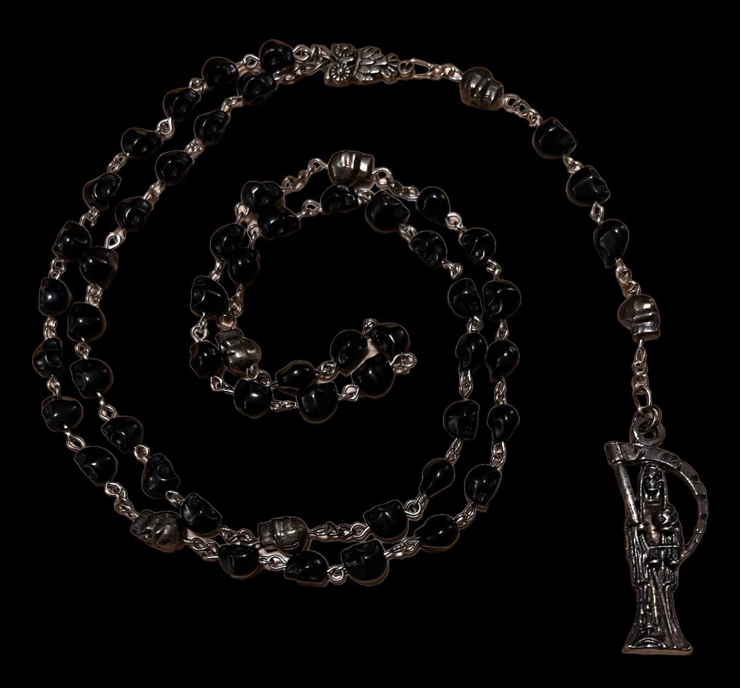 Santa Muerte Negra Rosary + Protection + Reversing + Blessed + Handcrafted + Rosario