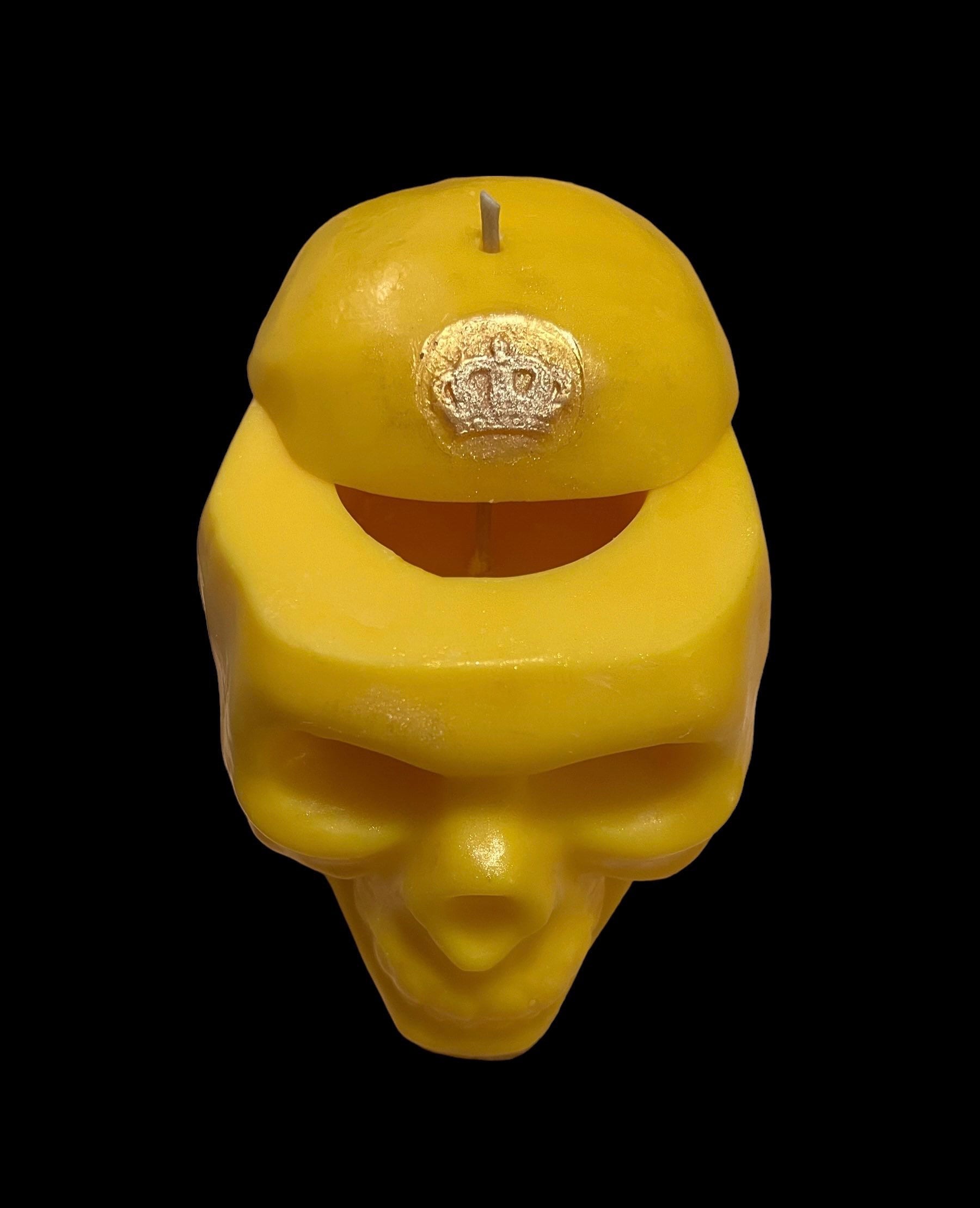 Large Loadable Skull Candle with Imprint + 24K Gold + Sterling Silver + Influence Thoughts + Mental Health