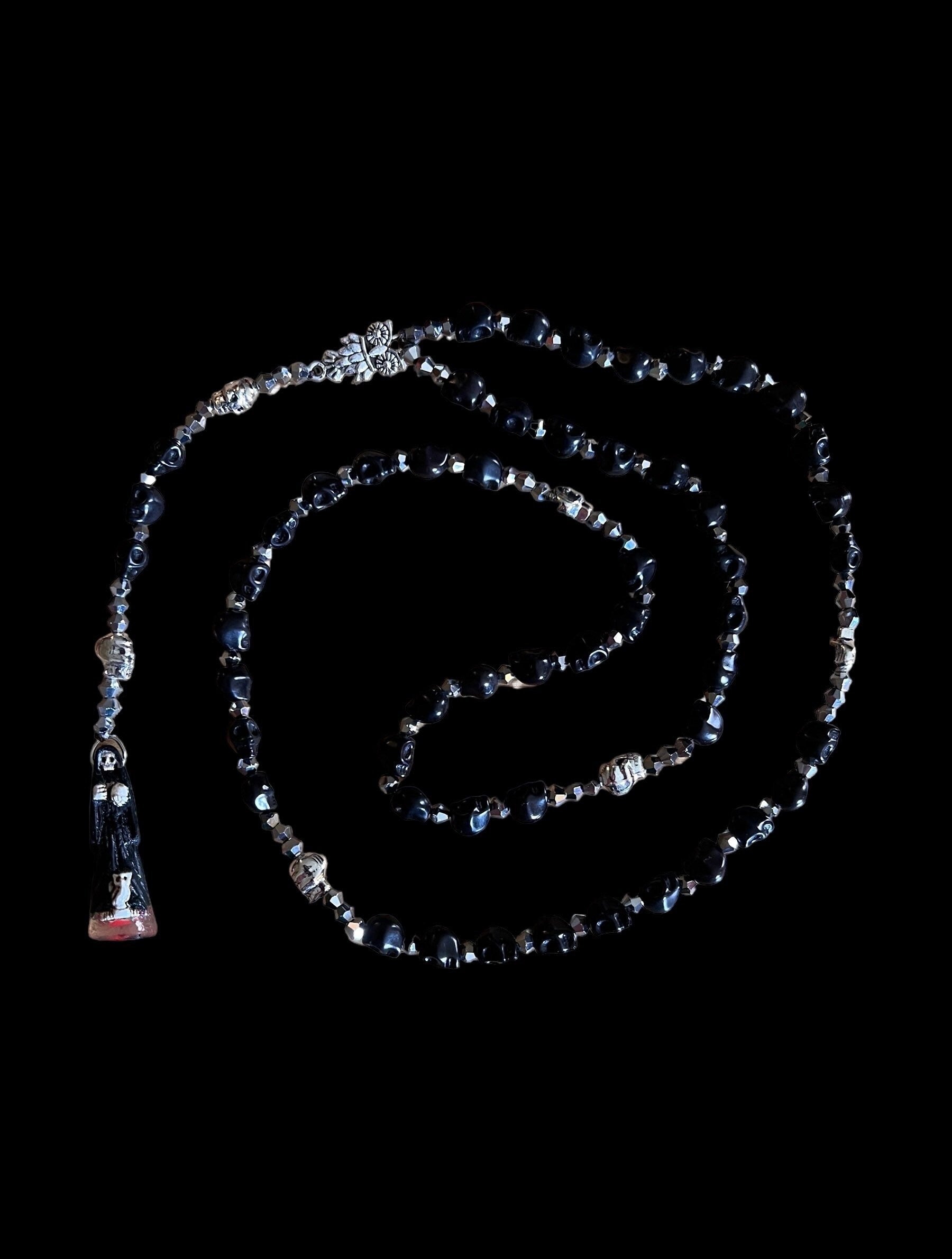 Last One! Santa Muerte Negra Rosary de Hilo + Blessed + Protection + Handcrafted + Rosario