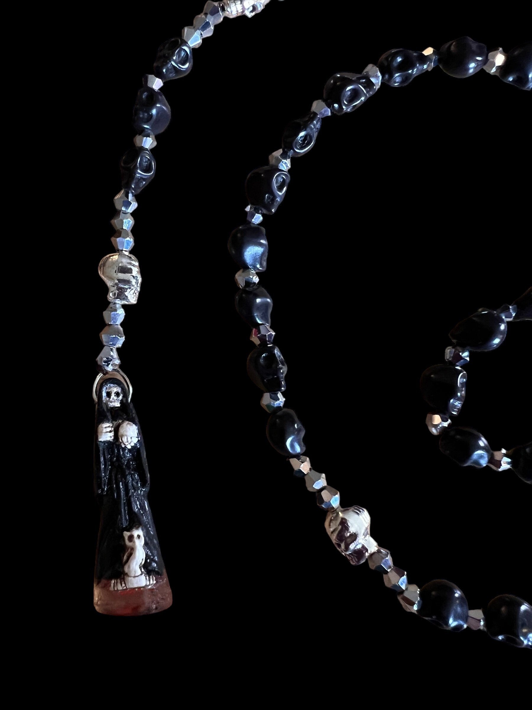Last One! Santa Muerte Negra Rosary de Hilo + Blessed + Protection + Handcrafted + Rosario