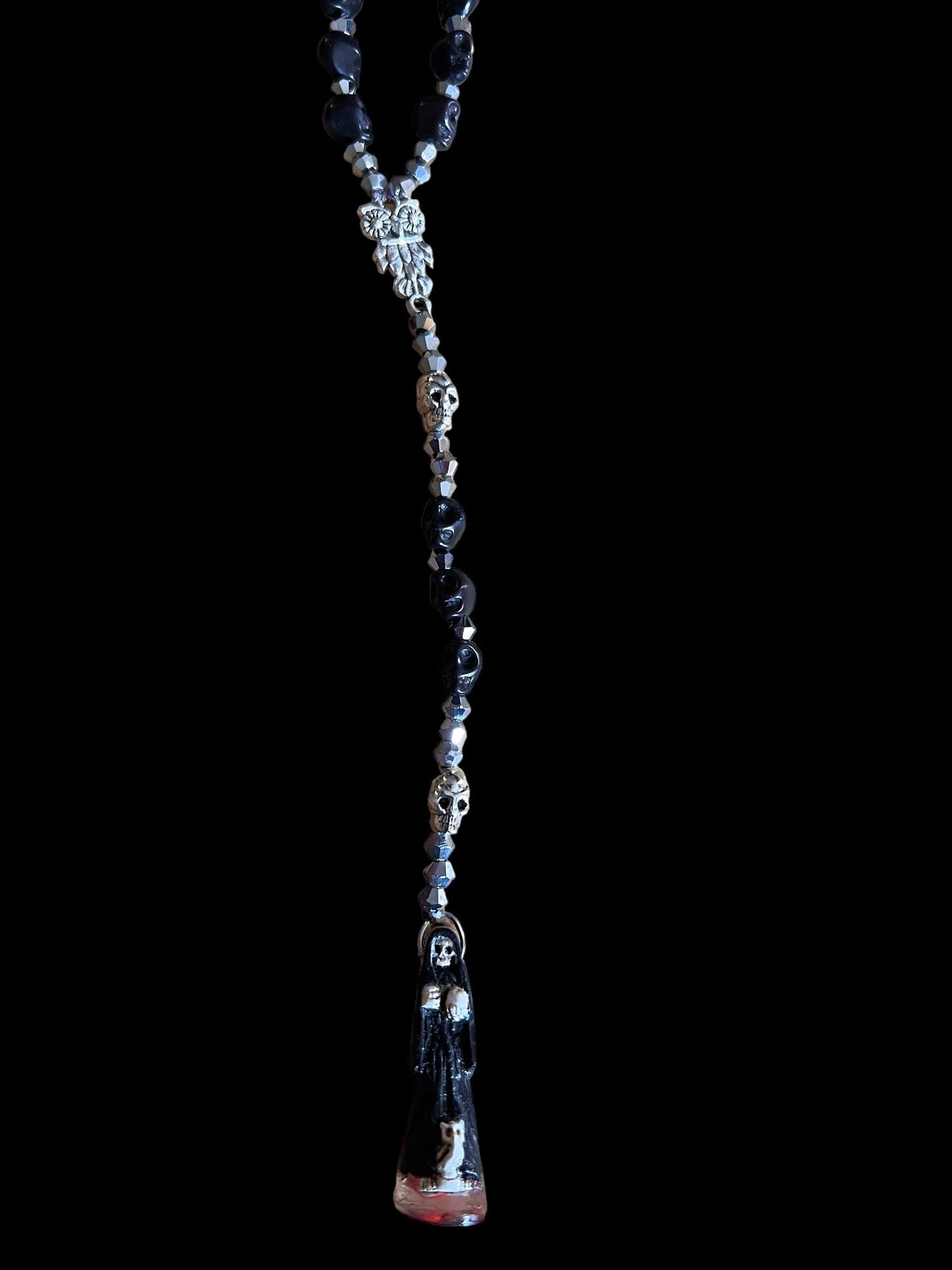 Last One! Santa Muerte Negra Rosary de Hilo + Blessed + Protection + Handcrafted + Rosario
