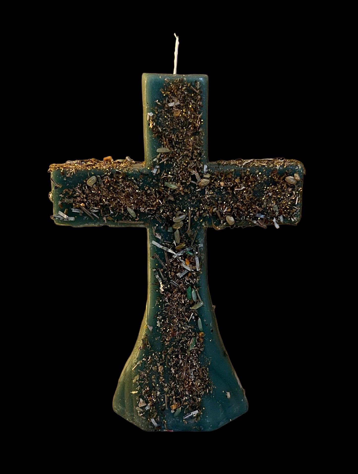 Fixed Crucifix Candle + Cross + Hoodoo + Conjure + 24K Gold + Sterling Silver + Herbs + Oils + Roots + Divine Assistance