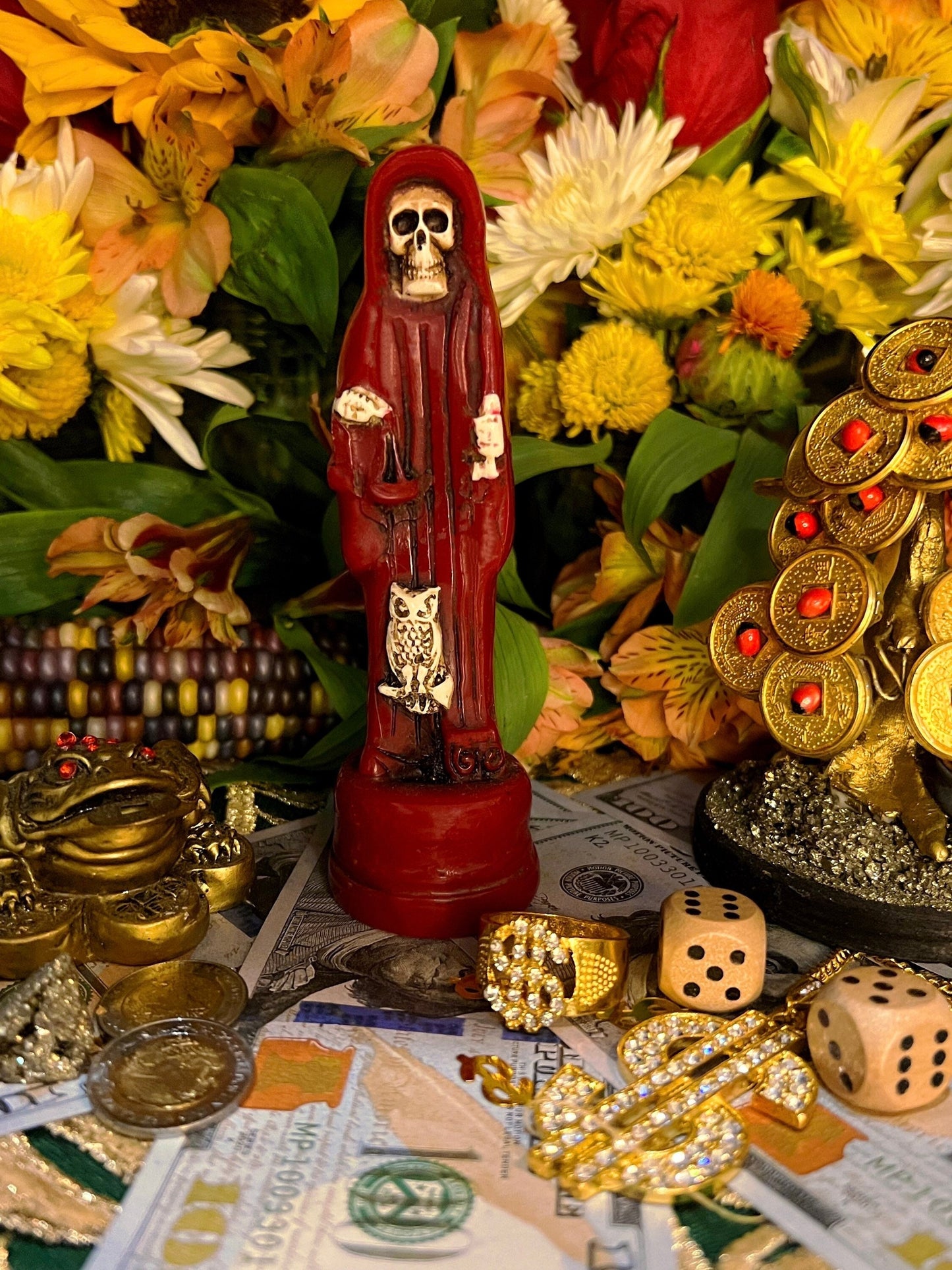 Santa Muerte Roja Statue + Baptized + Fixed + Made in Mexico