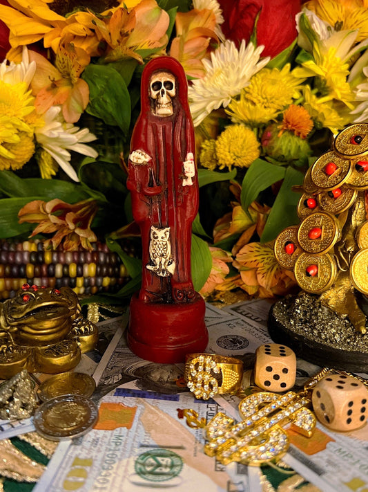 Santa Muerte Roja Statue + Baptized + Fixed + Made in Mexico
