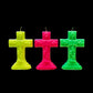 Neon Crucifix Candle + Cross + Hoodoo + Conjure + Glows Under Blacklight + Divine Assistance