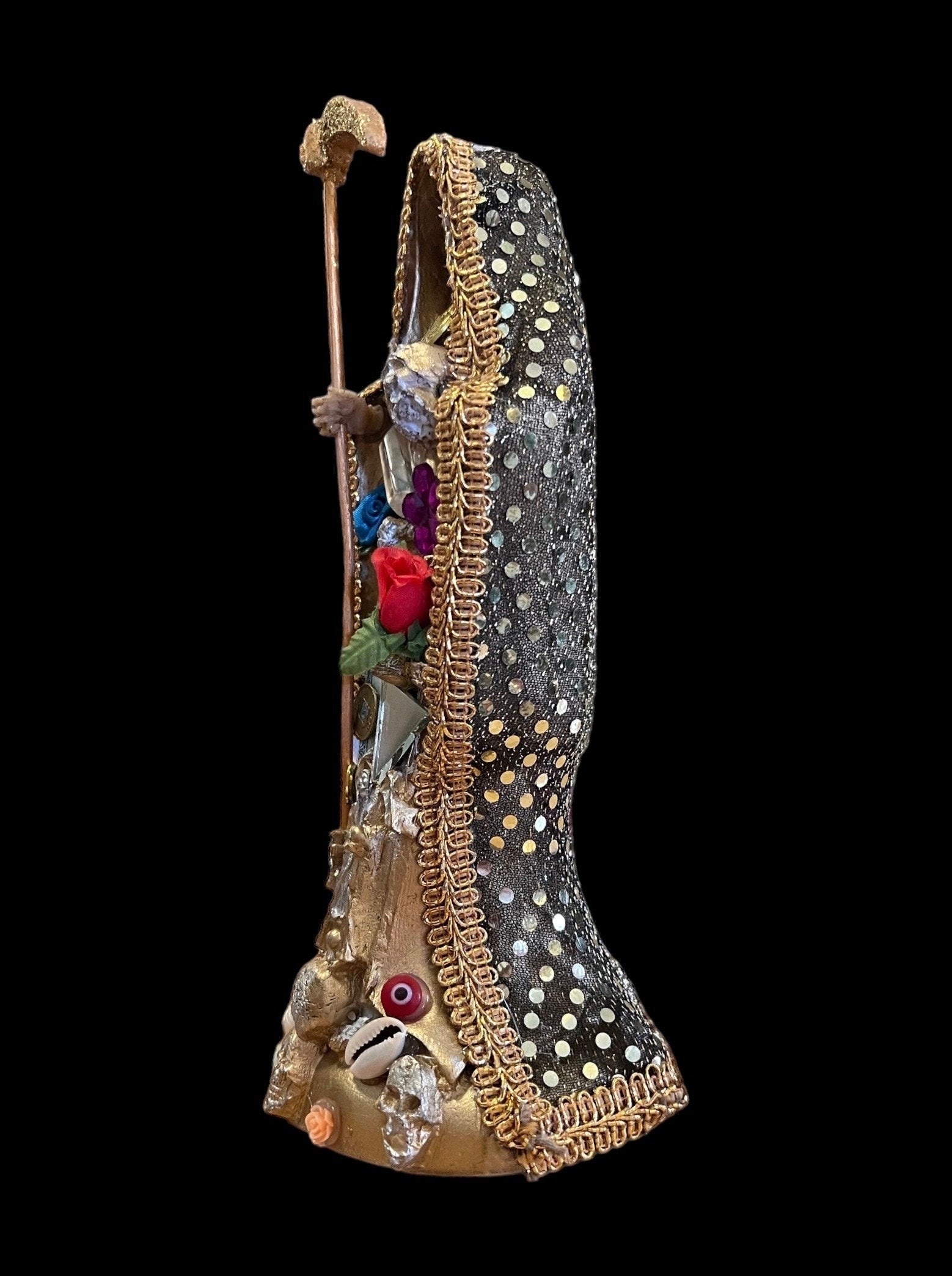 Santa Muerte Dorada Statue + 10” + Fixed and Baptized on Feast Day + 24K Gold