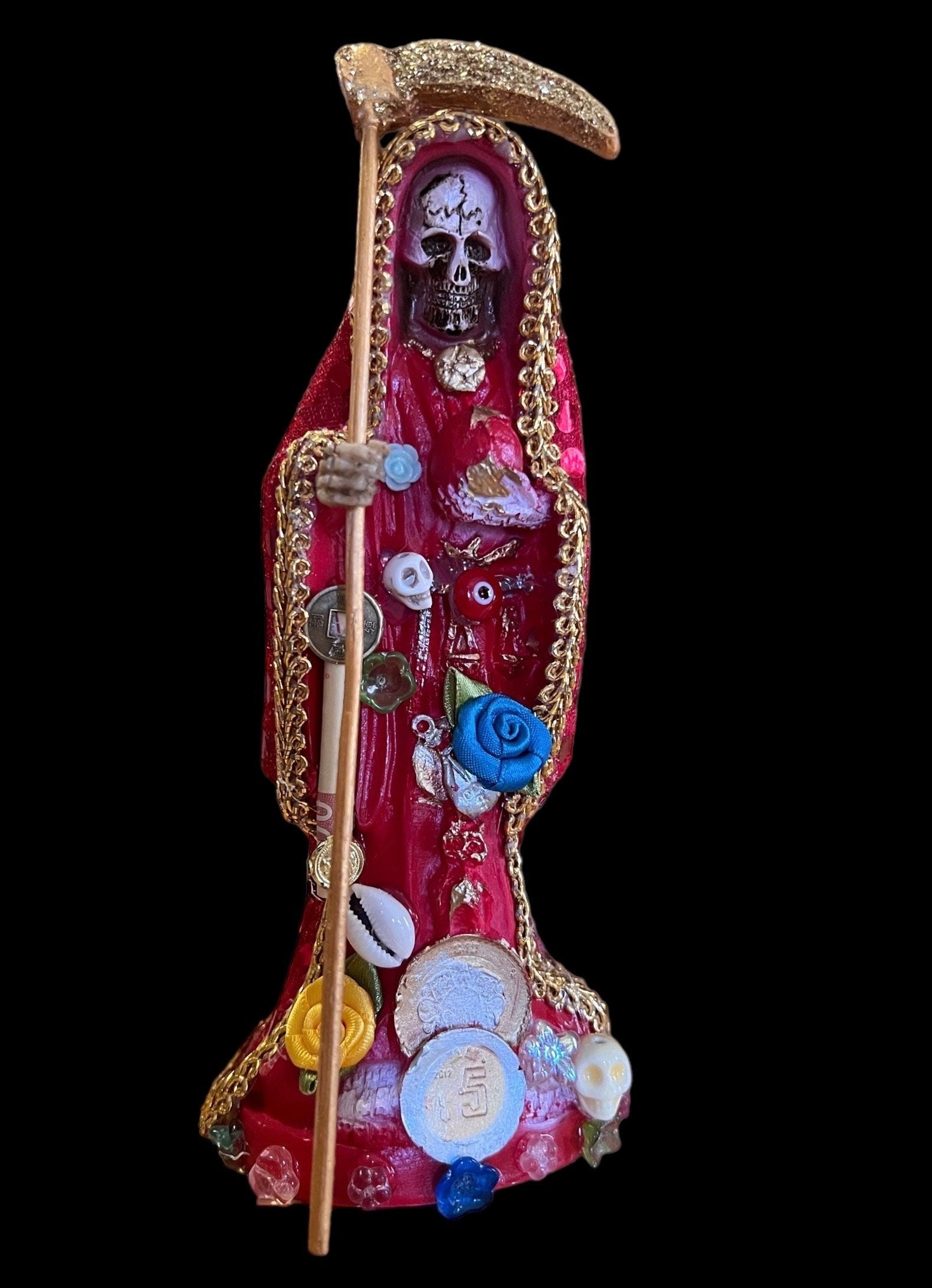 Santa Muerte Roja Statue + 8” + Love + Money + Fixed and Baptized on Feast Day