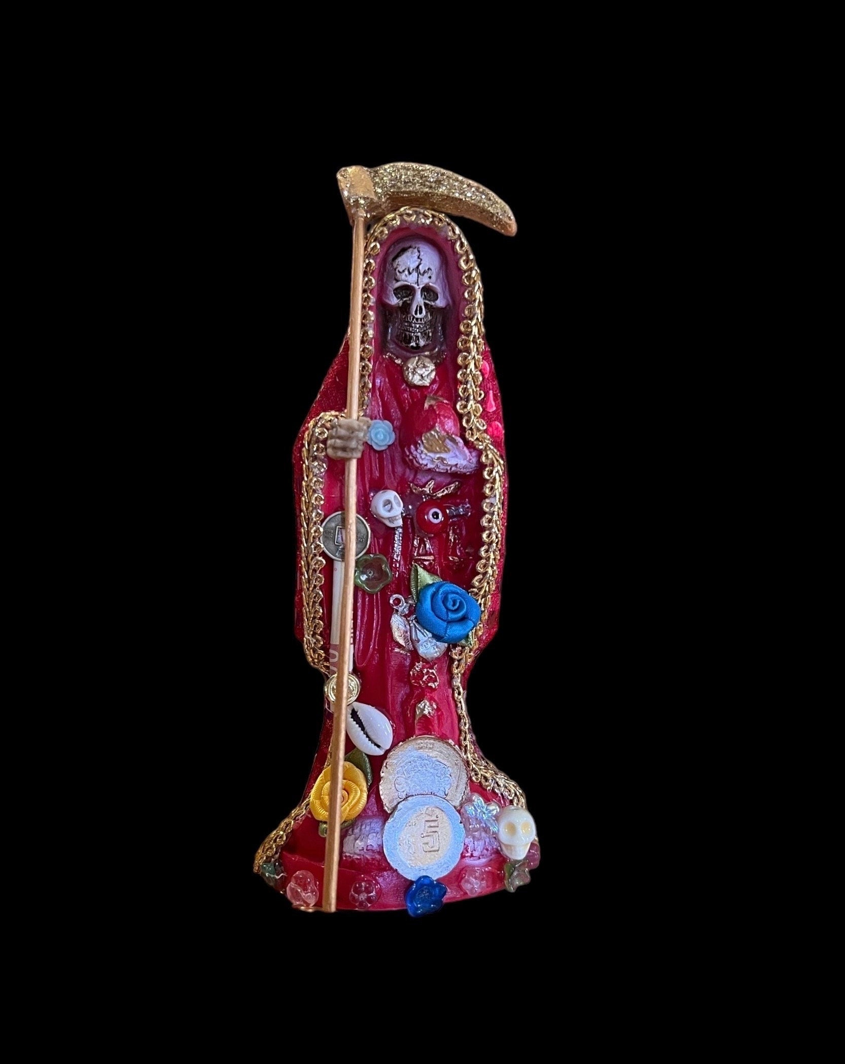 Santa Muerte Roja Statue + 8” + Love + Money + Fixed and Baptized on Feast Day