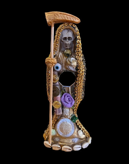 Santa Muerte Dorada Statue + 7” + Fixed and Baptized on Feast Day + 24K Gold