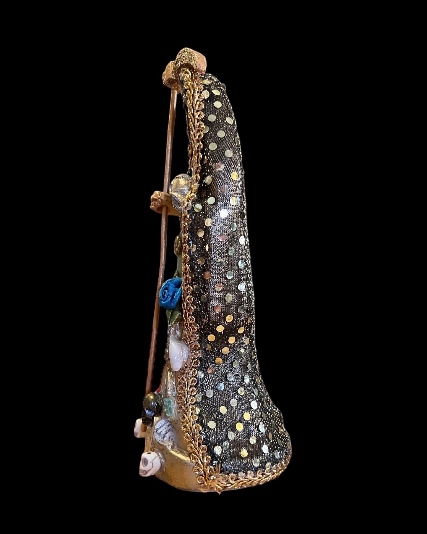 Santa Muerte Dorada Statue + 8” + Fixed and Baptized on Feast Day + 24K Gold