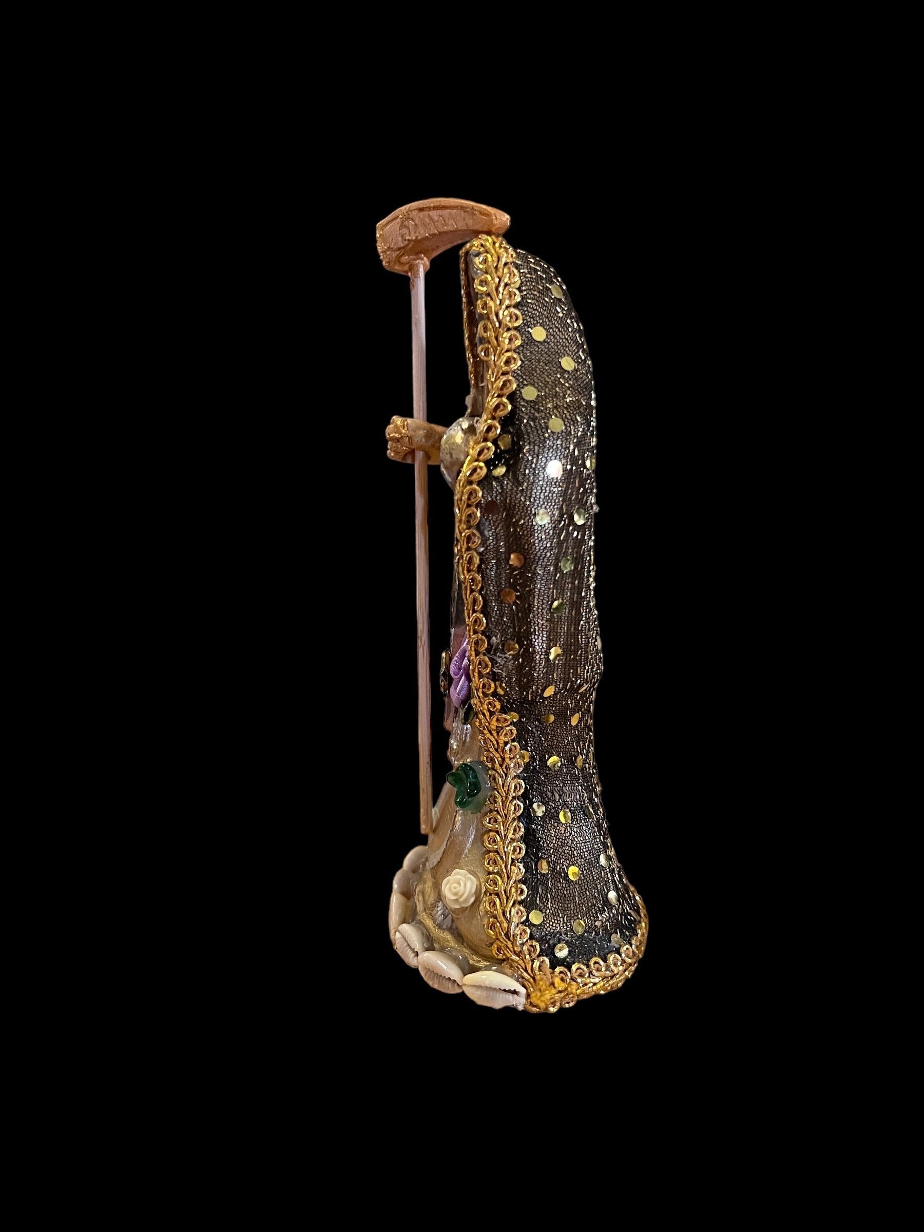 Santa Muerte Dorada Statue + 7” + Fixed and Baptized on Feast Day + 24K Gold