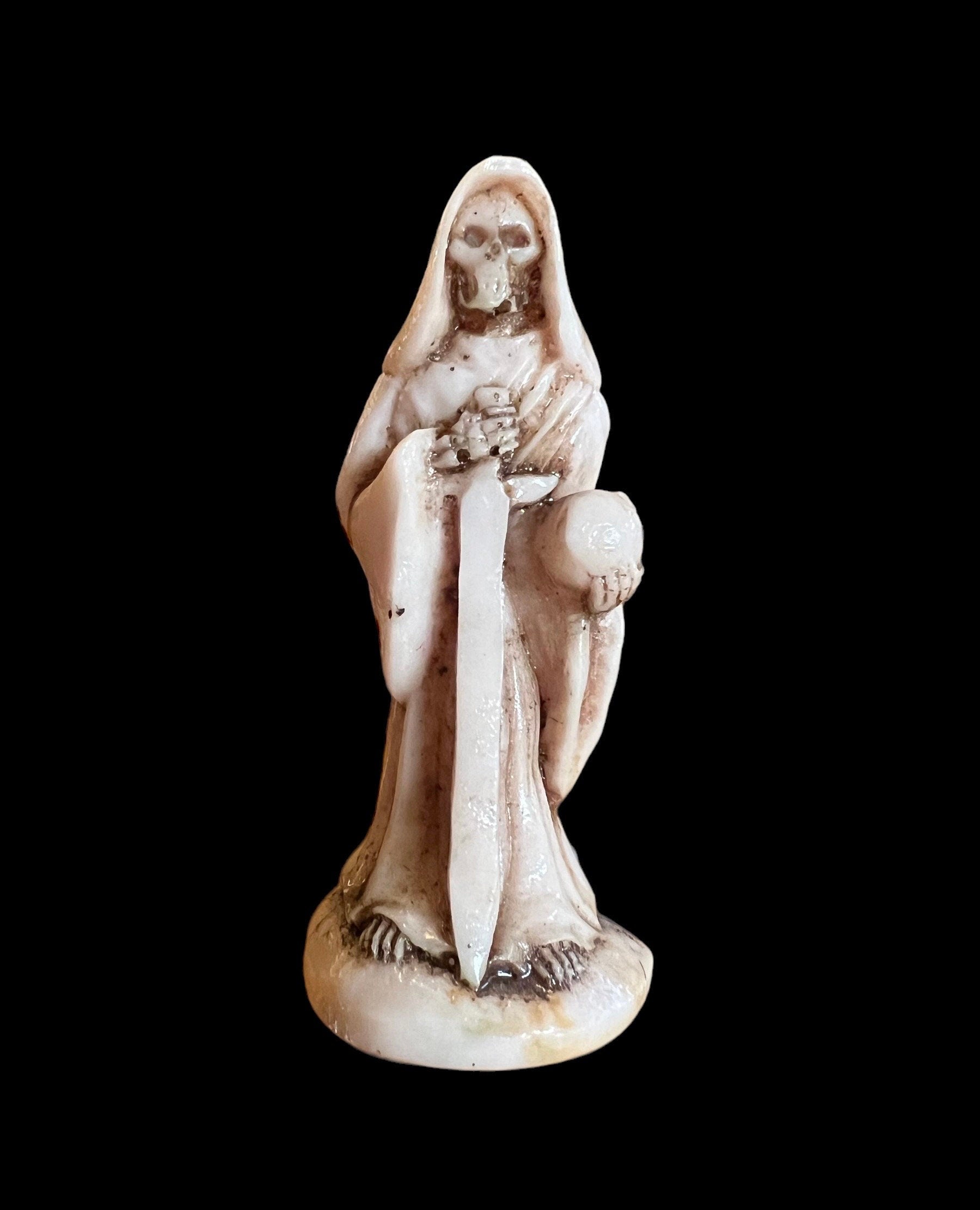 Santa Muerte Justicia de Hueso Statue + Justice + Baptized + Blessed + Fixed + Made in Mexico