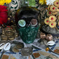 Two-tone Skull Candle with Mirror Eyes + Reversing + Uncrossing + Revealing + Mirror Work + Baron del Cemeterio