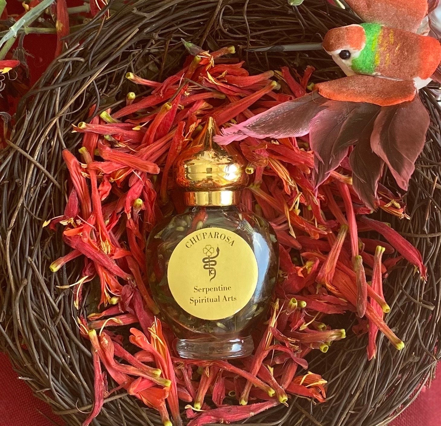 AUTHENTIC Chuparrosa Oil! Wildcrafted Ingredients! Traditional Brujeria + Chuparosa + Sweet Love + Friendship + Abundance + Luck + Colibrí