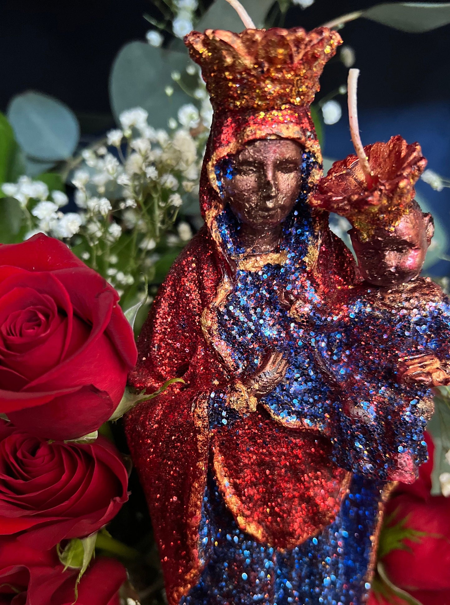 Large Ezili Danto Candle + Erzulie Dantor + Zilí Dantó + 24K Gold + Protection + Justice + Lesbian + Transgender + Mother + Cleansed & Fixed