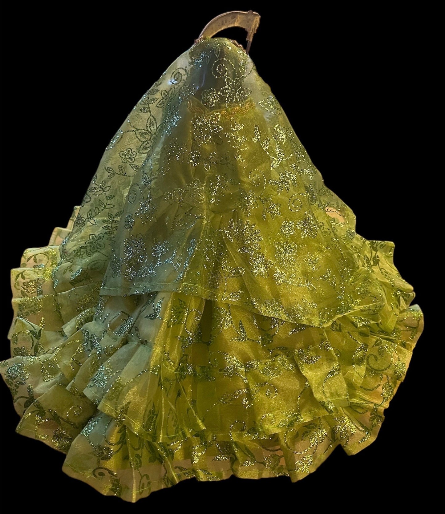 12” Santa Muerte Verde Statue with Dress + Green + Money + Legal Issues + Justice + Baptized + Fixed + Made in Mexico + 24K Gold Leaf