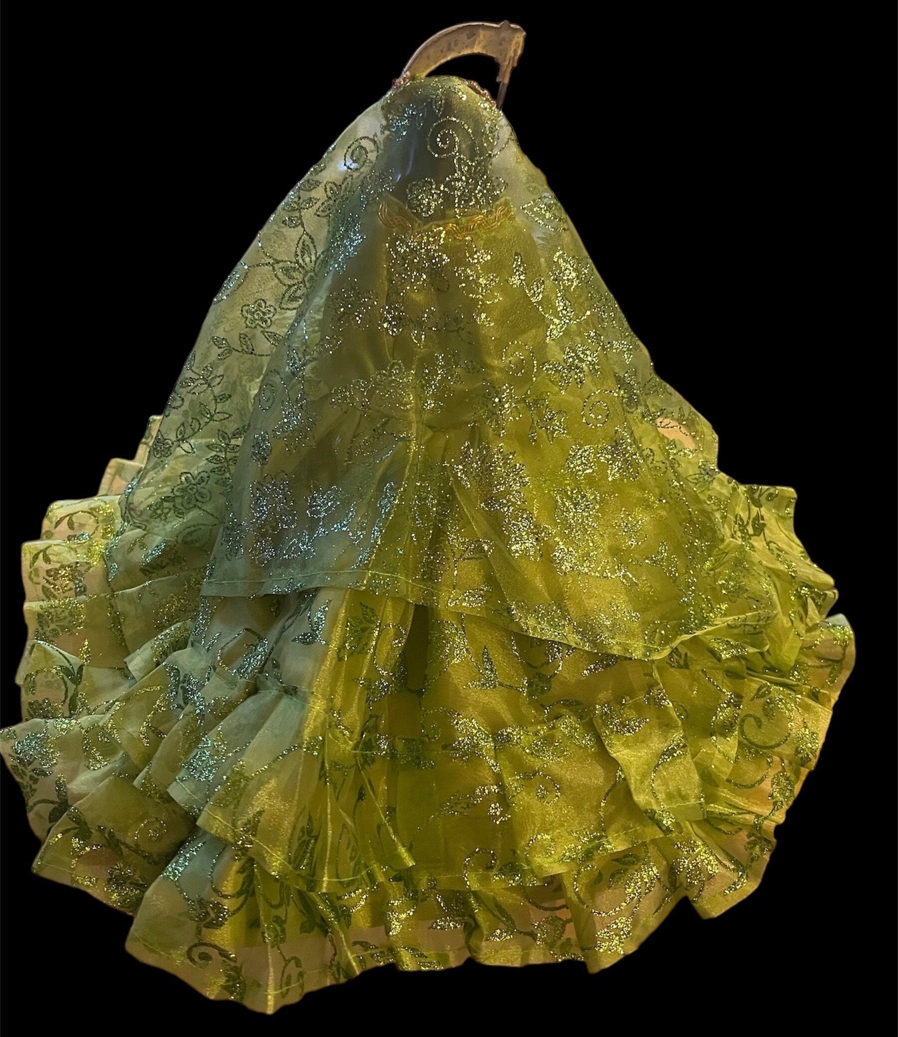 12” Santa Muerte Verde Statue with Dress + Green + Money + Legal Issues + Justice + Baptized + Fixed + Made in Mexico + 24K Gold Leaf