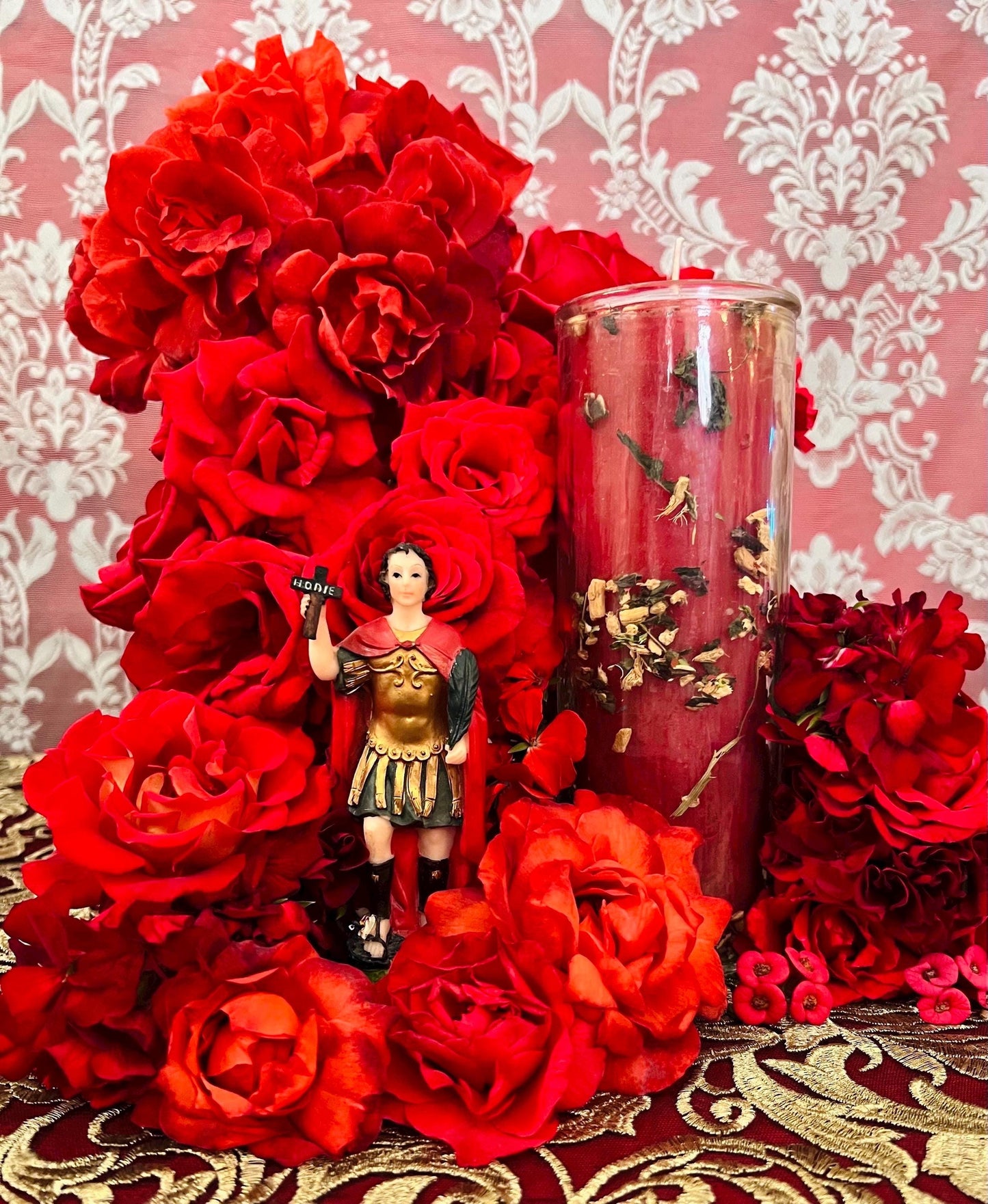 Saint Expedite Vigil Candle + Fast Luck + Money + Saint Expedit + Expedee + San Expedito + Expeditus + Fixed and Blessed