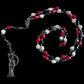 Santa Muerte Rosary + Traditional Colors + 3 Robes + All-Purpose + Blessed + Sterling Silver Plated Chain + Handcrafted + Tricolor