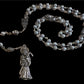 Santa Muerte Silver Rosary + Plata + Blessed + Money + Success + Luck + Sterling Silver Plated Chain + Handcrafted + Rosario