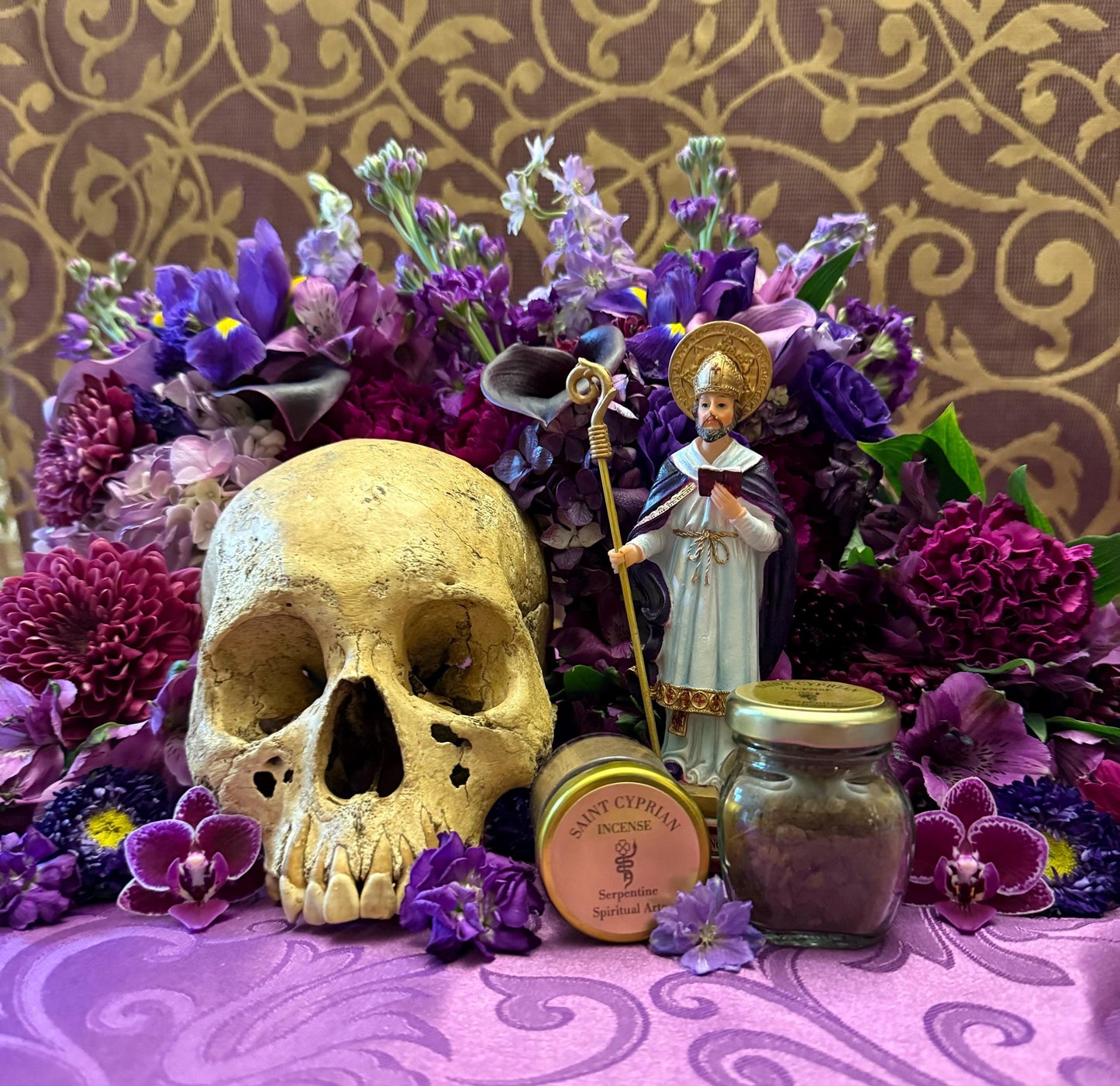 Saint Cyprian Incense + Necromancy + Witchcraft + Sorcery + Occult + Road Opening + Protection + Mastery + Domination + Healing + Divination