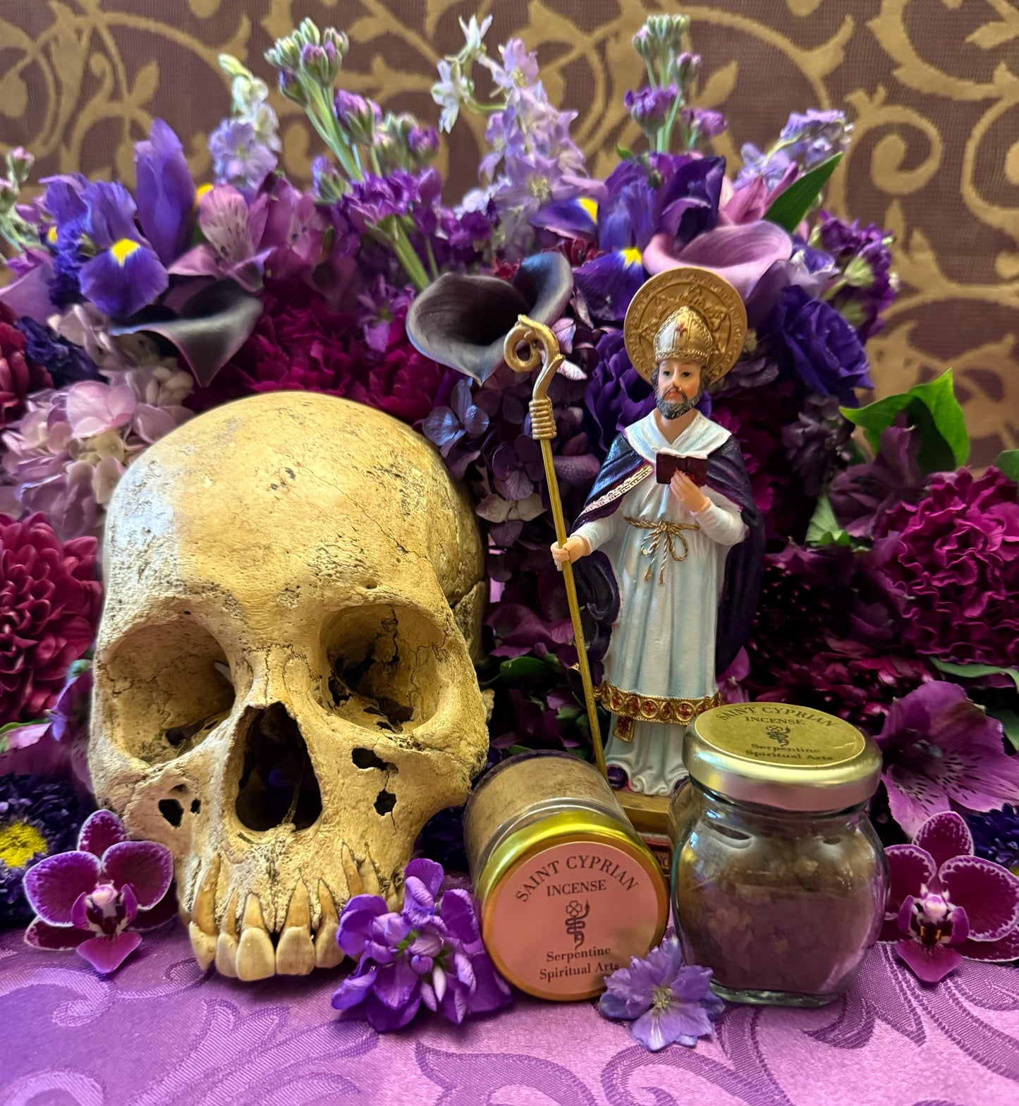 Saint Cyprian Incense + Necromancy + Witchcraft + Sorcery + Occult + Road Opening + Protection + Mastery + Domination + Healing + Divination