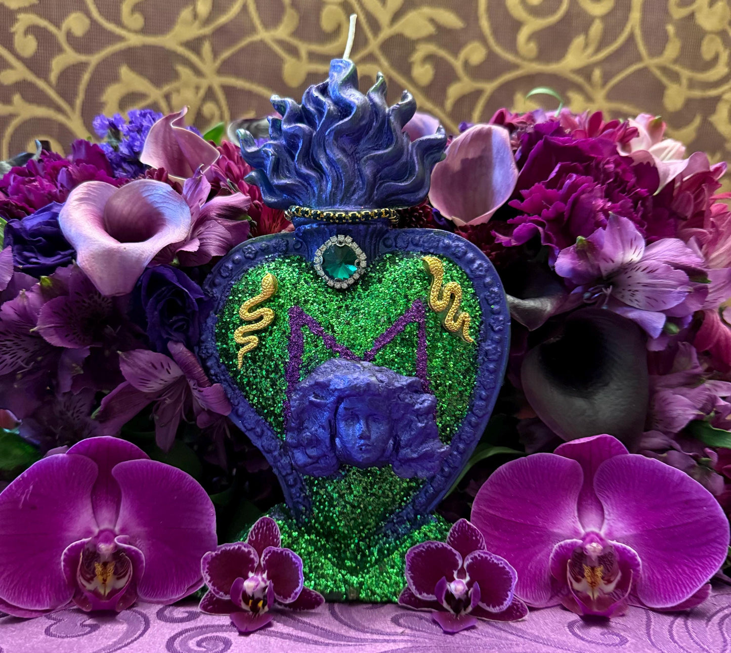 Last 2! Filomena Lubana Flaming Heart Candle + Domination + Cleansed & Fixed + Santa Marta Dominadora + 24K Gold + La Culebra + Dominatrix