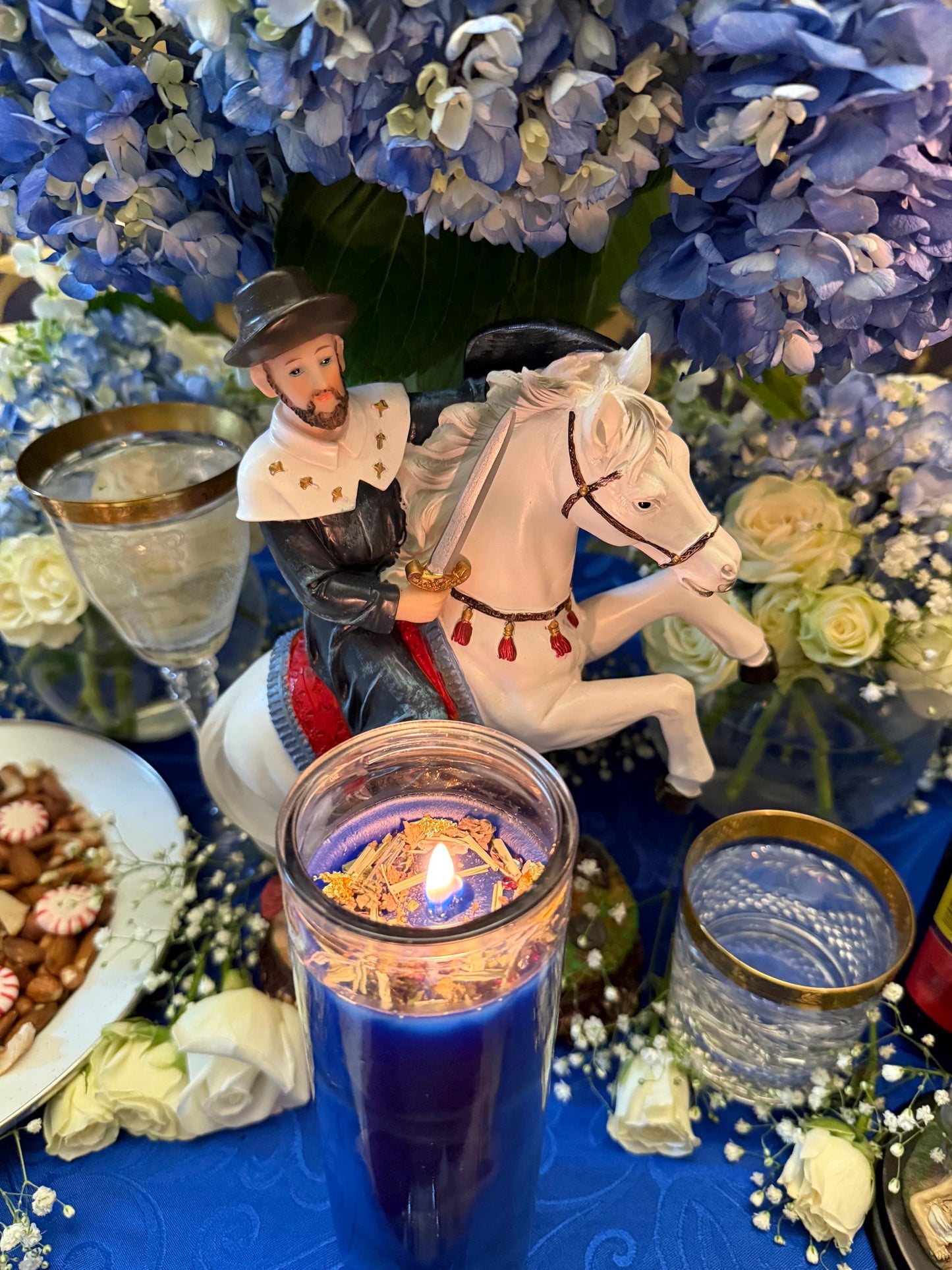 Ogou Balendyo Fixed Vigil Candle + Protection + Healing + Discipline + Masculinity + Law Keep Away + Diplomacy + 24K Gold Leaf + Blessed