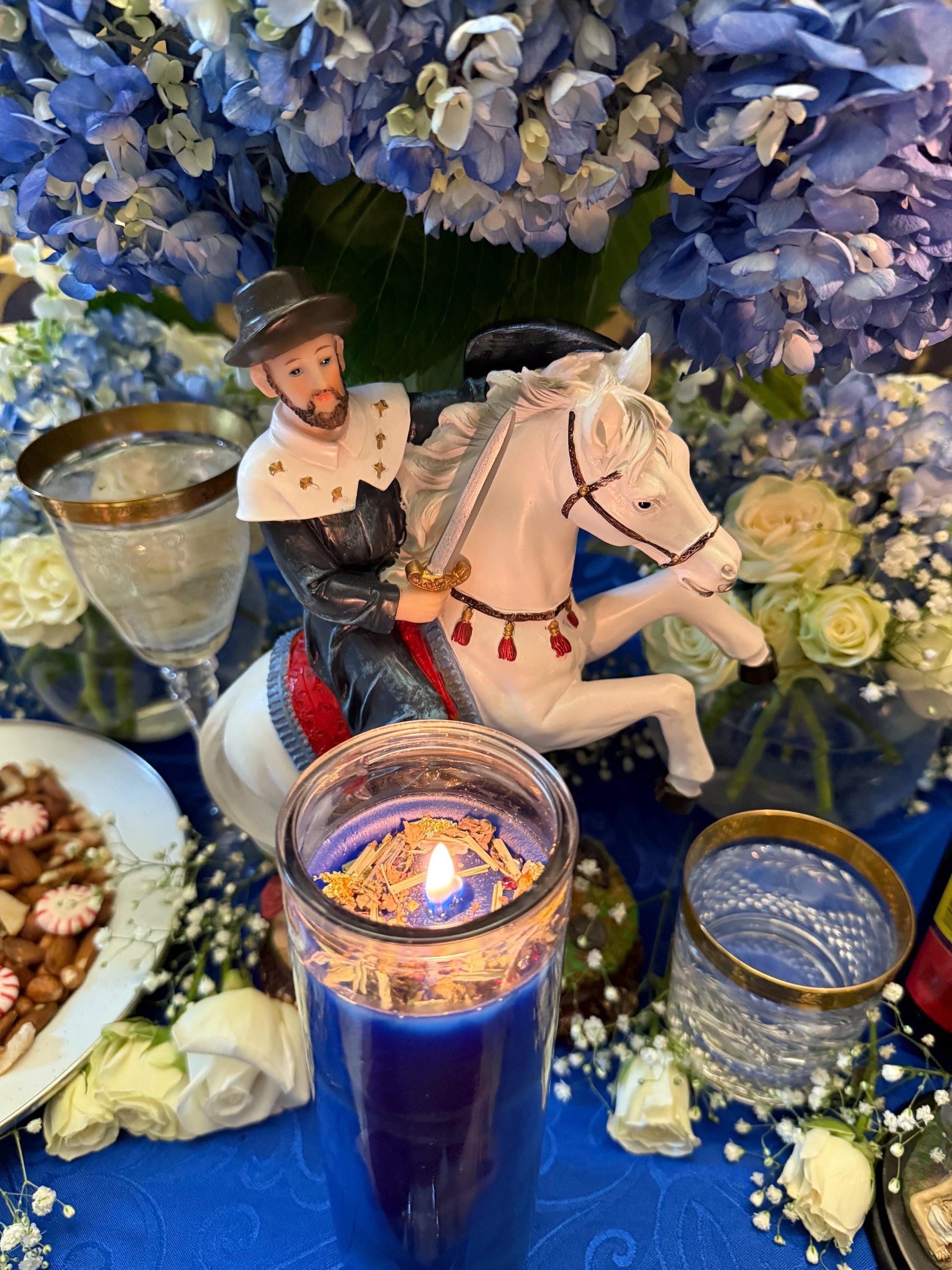 Ogou Balendyo Fixed Vigil Candle + Protection + Healing + Discipline + Masculinity + Law Keep Away + Diplomacy + 24K Gold Leaf + Blessed